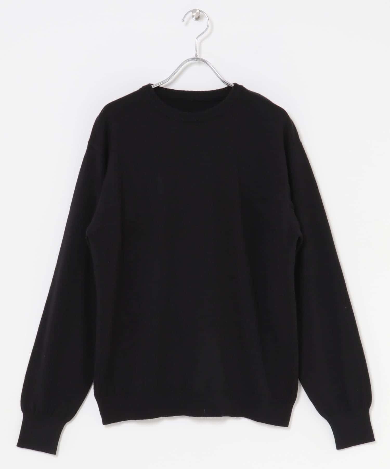 カシミヤ×コットンクルーネックセーター BLK M