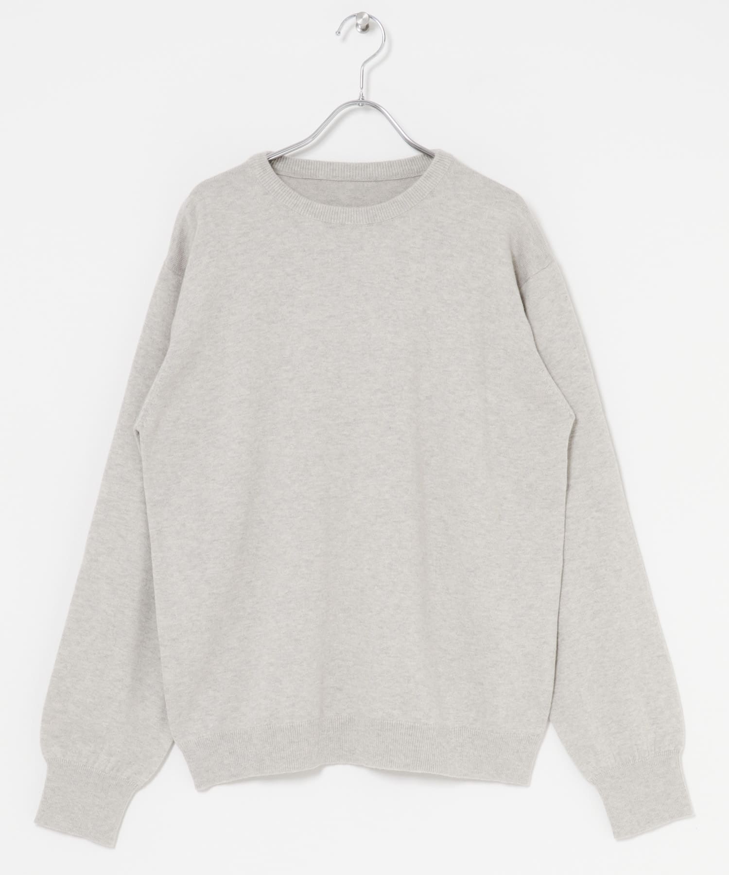 カシミヤ×コットンクルーネックセーター GRY M