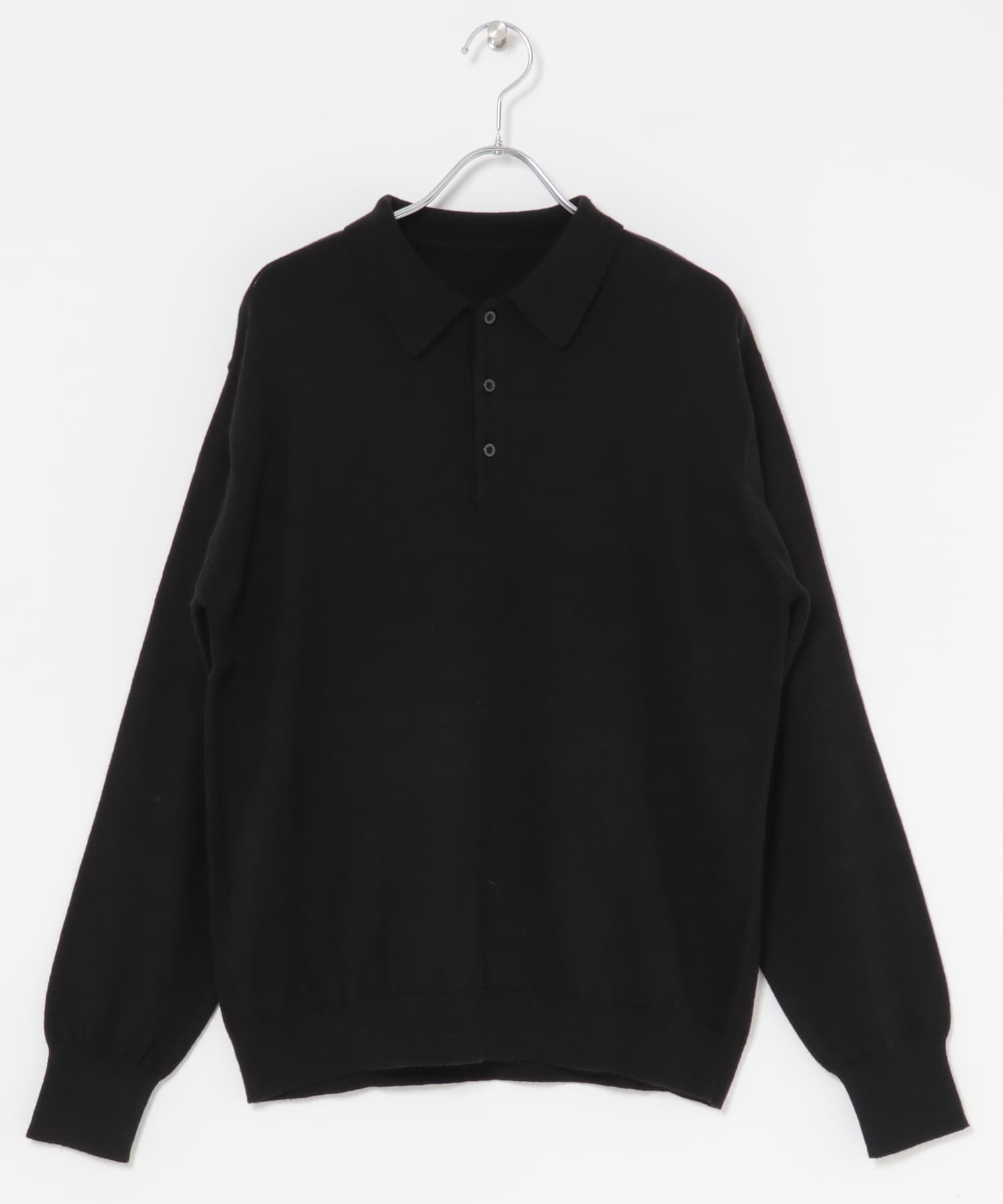 カシミヤ×コットンポロセーター BLK M