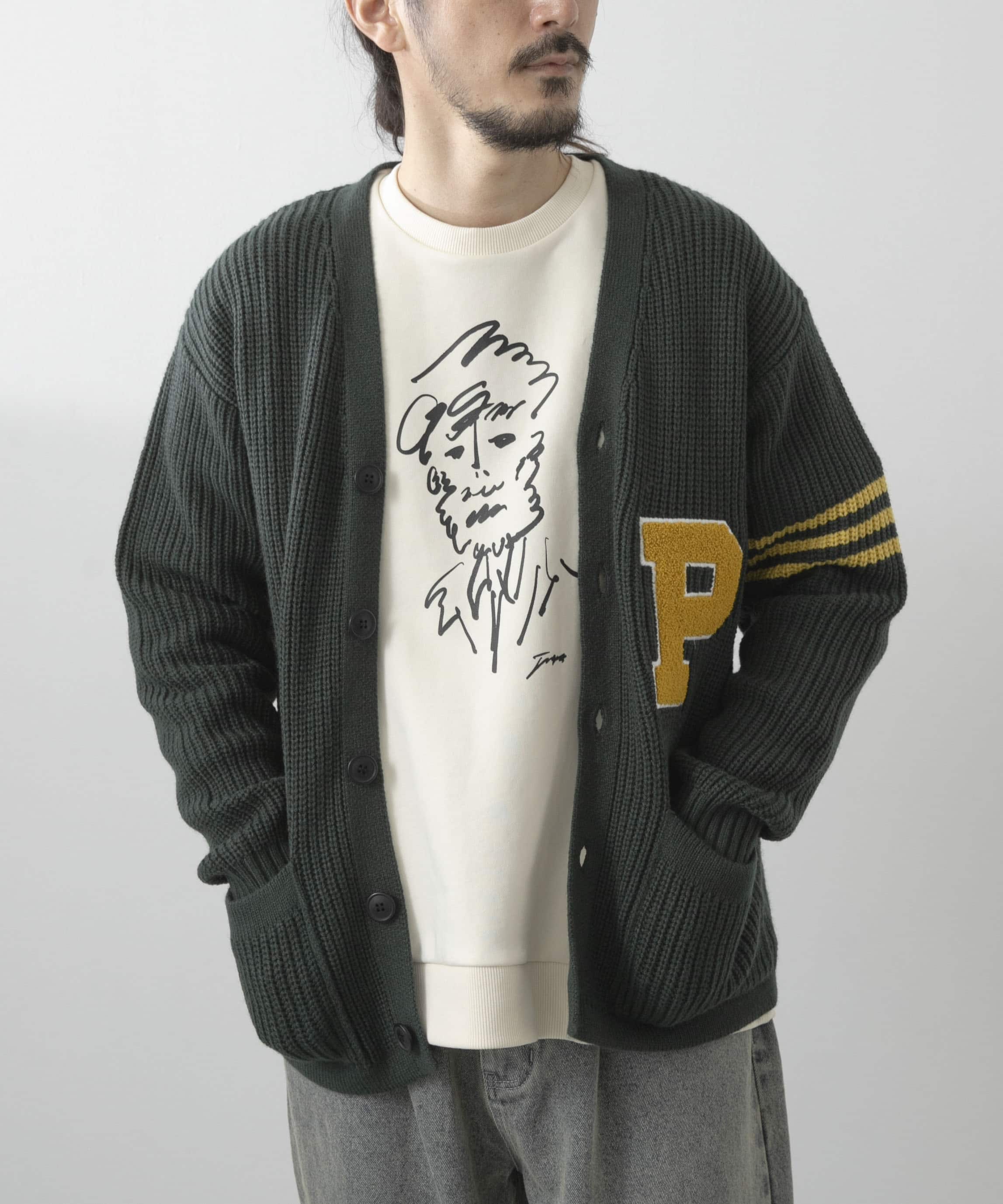 ウール混サガラ刺繍カーディガン