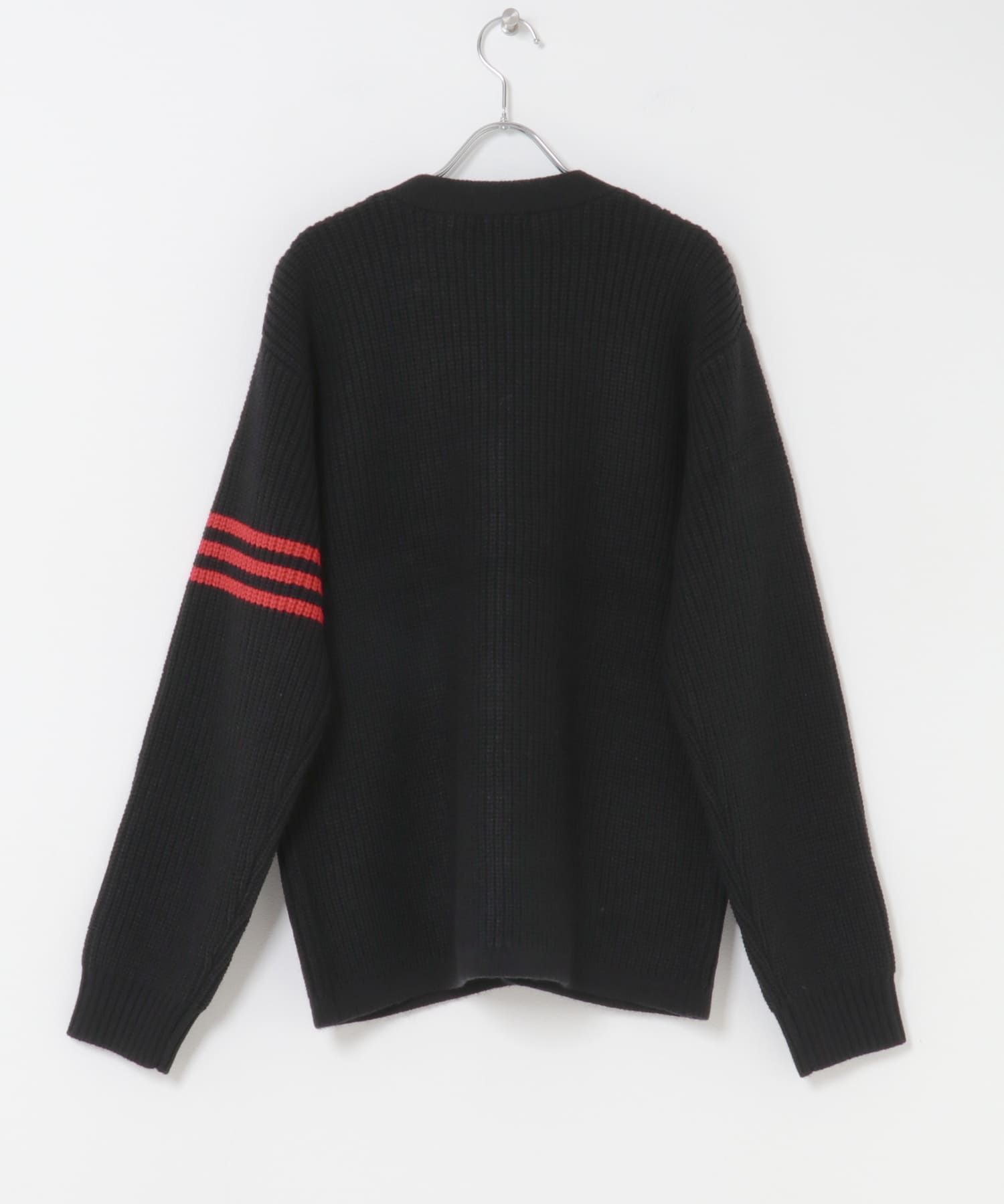 ウール混サガラ刺繍カーディガン BLK M