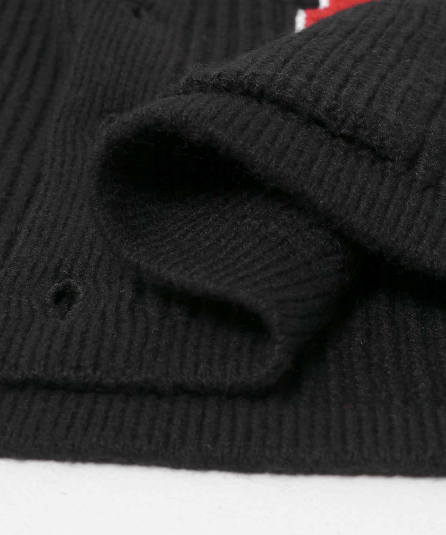 ウール混サガラ刺繍カーディガン BLK M