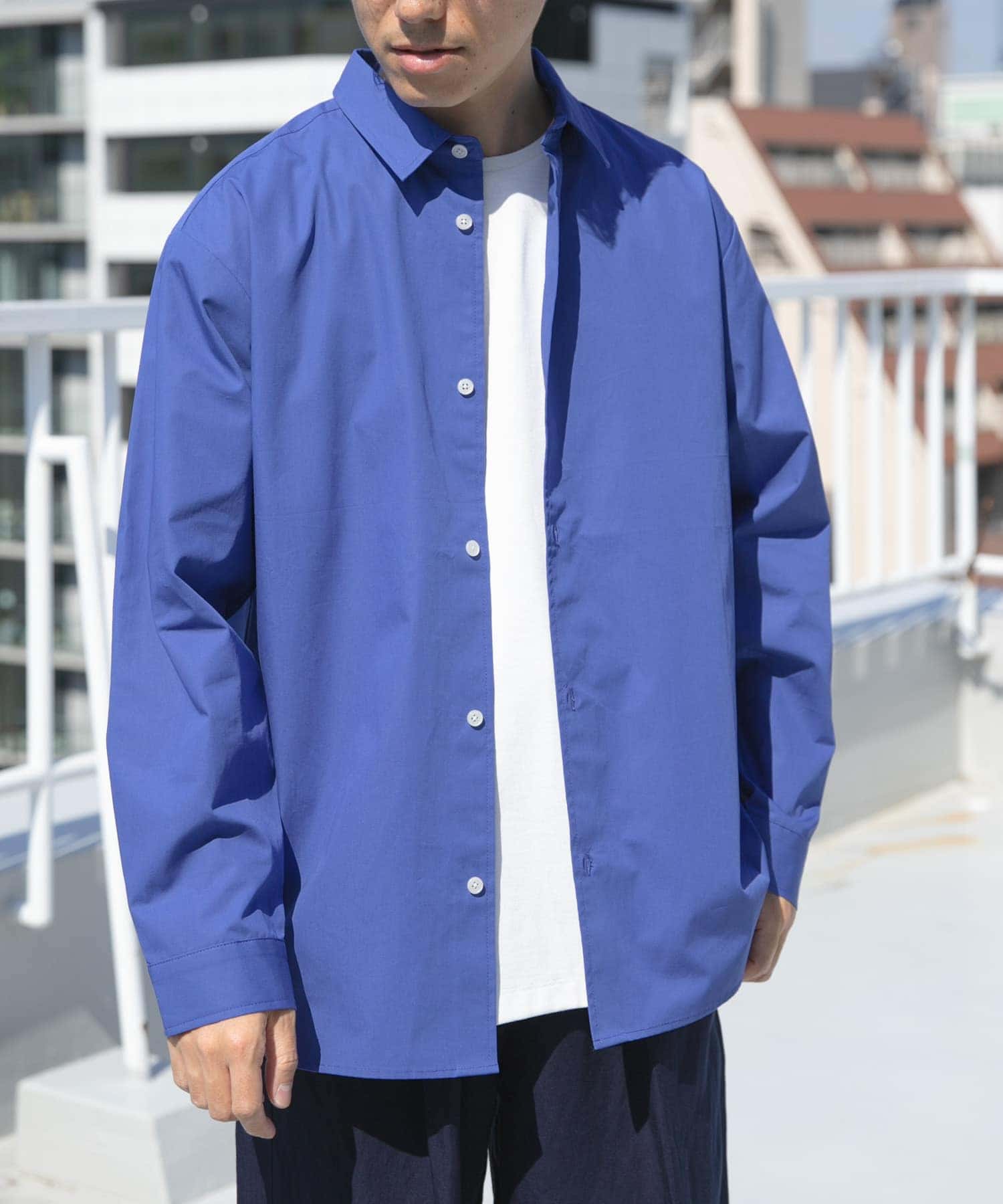 コットン100ブロードレギュラーカラーシャツ(M BLU): トップス｜URBAN