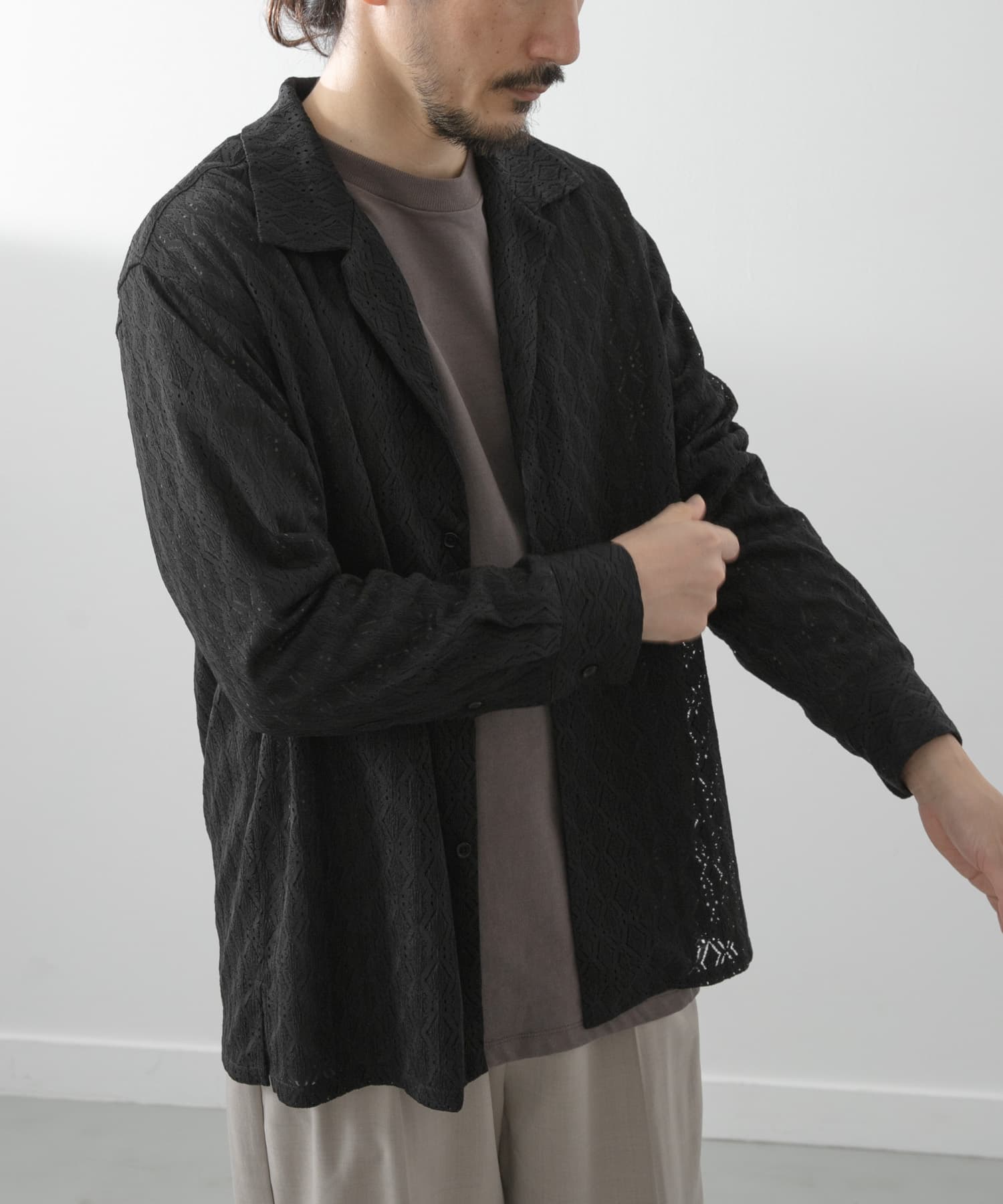 ジオメレースオープンカラーシャツ