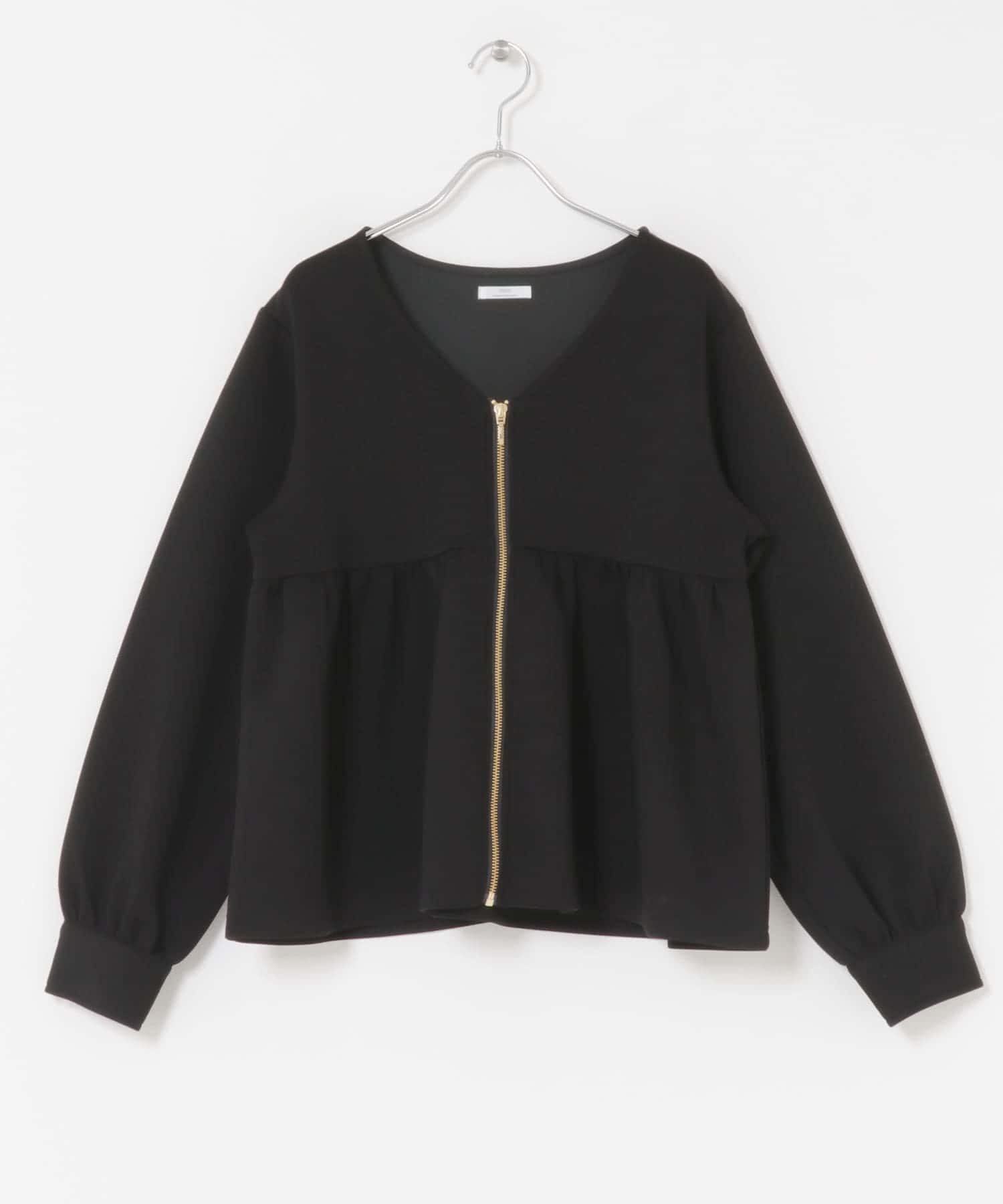 『イージーケア』ダンボールジップカーディガン BLK FREE