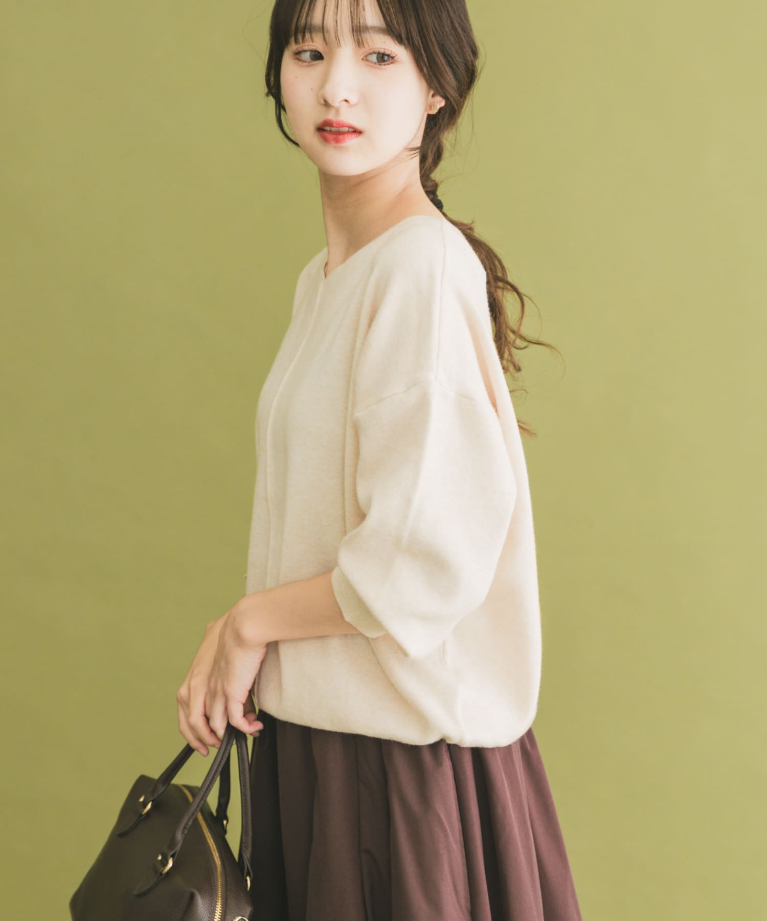 『洗濯可』アウトリンキングVネックニット