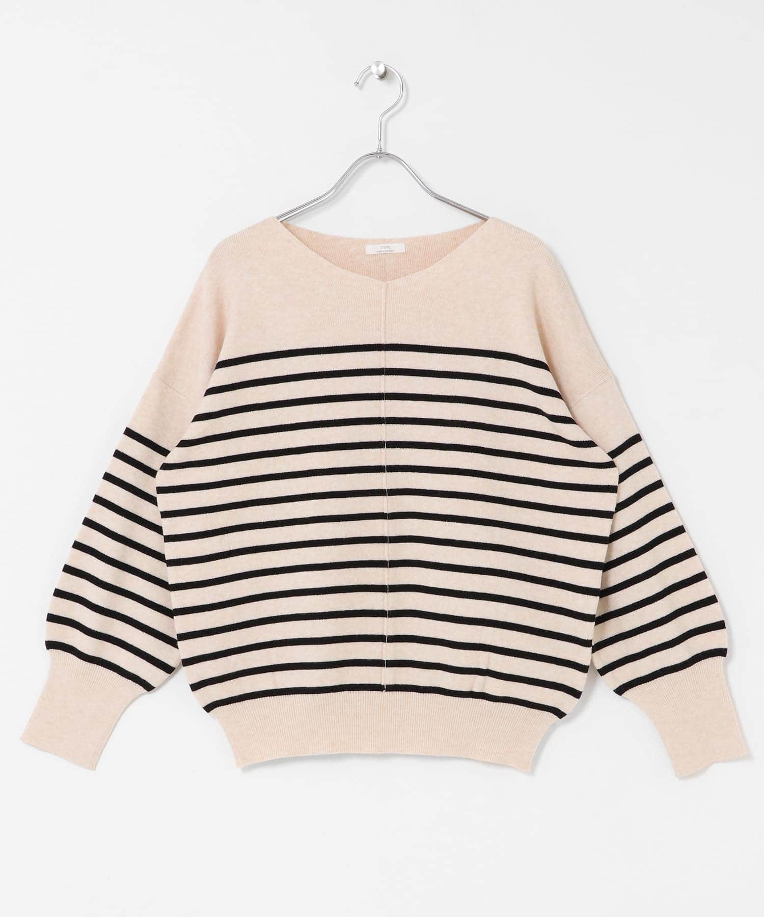 『洗濯可』アウトリンキングVネックニット BORDER Free