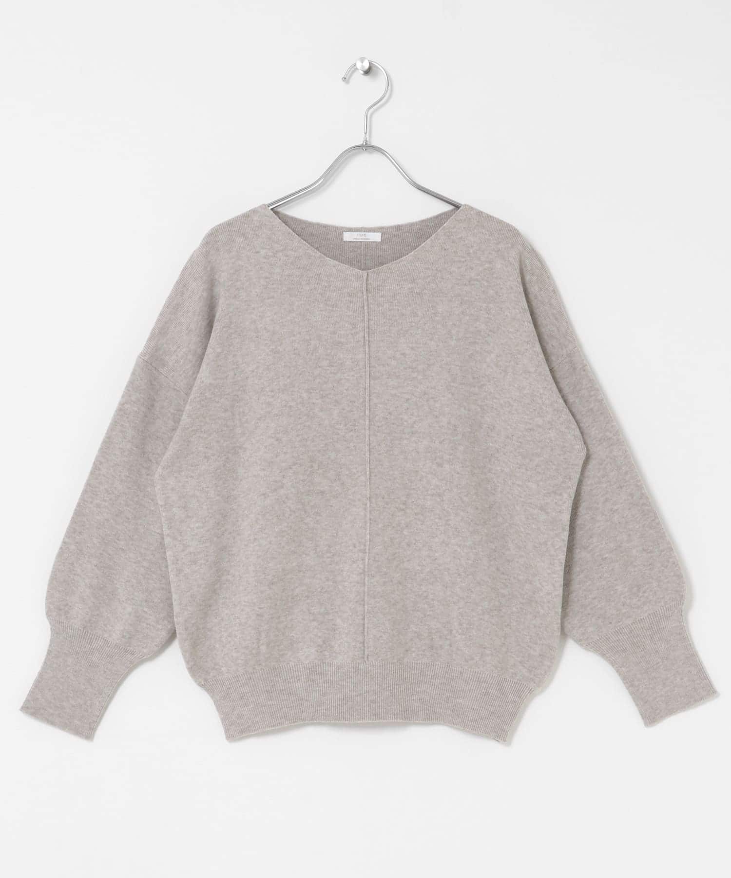 『洗濯可』アウトリンキングVネックニット L.GRY Free