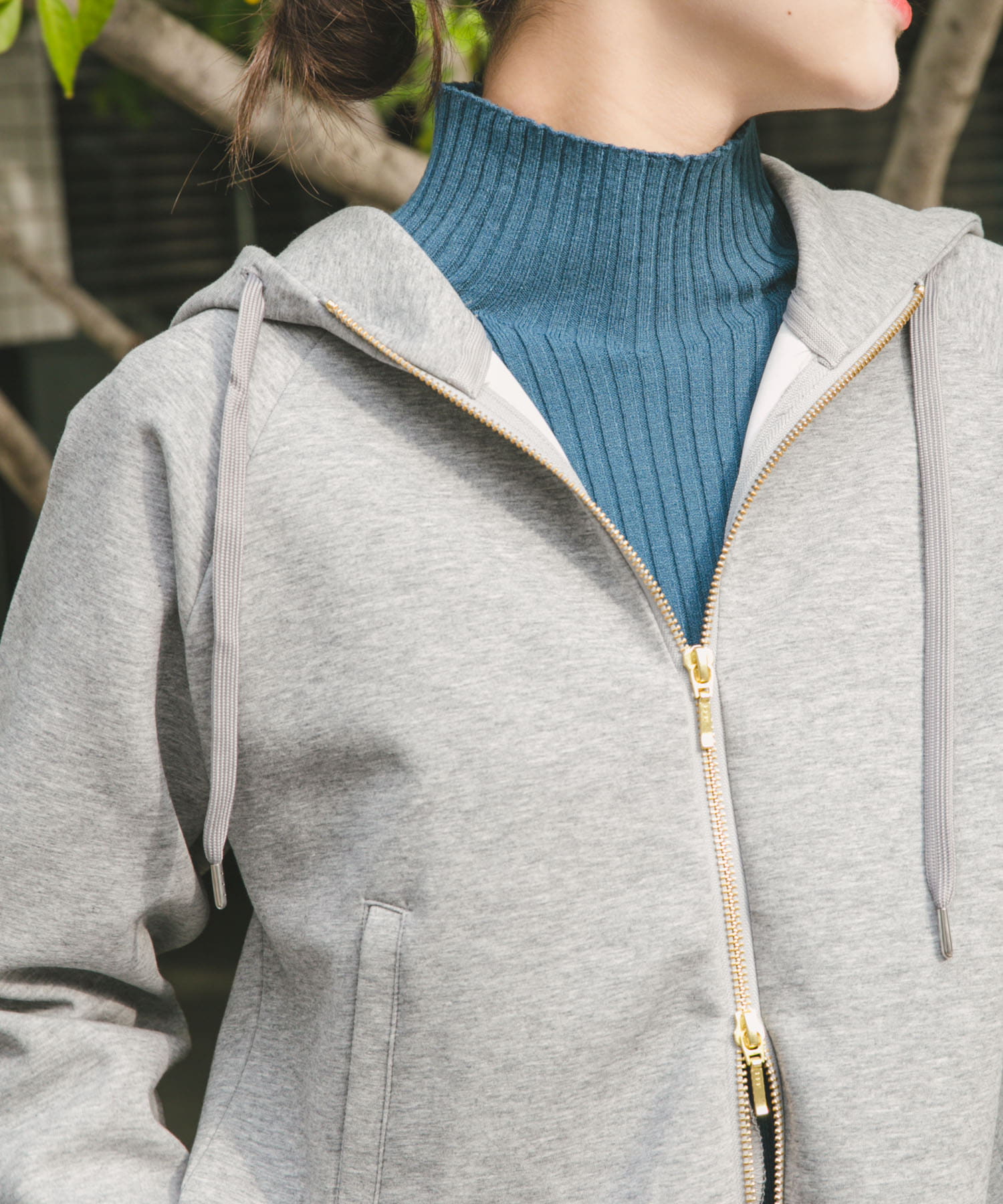 『洗濯可』モチモチハイネックリブニット