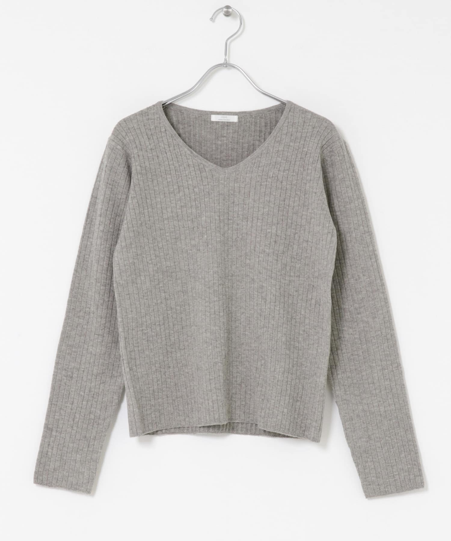 フワフワリブVネックニット GRY FREE
