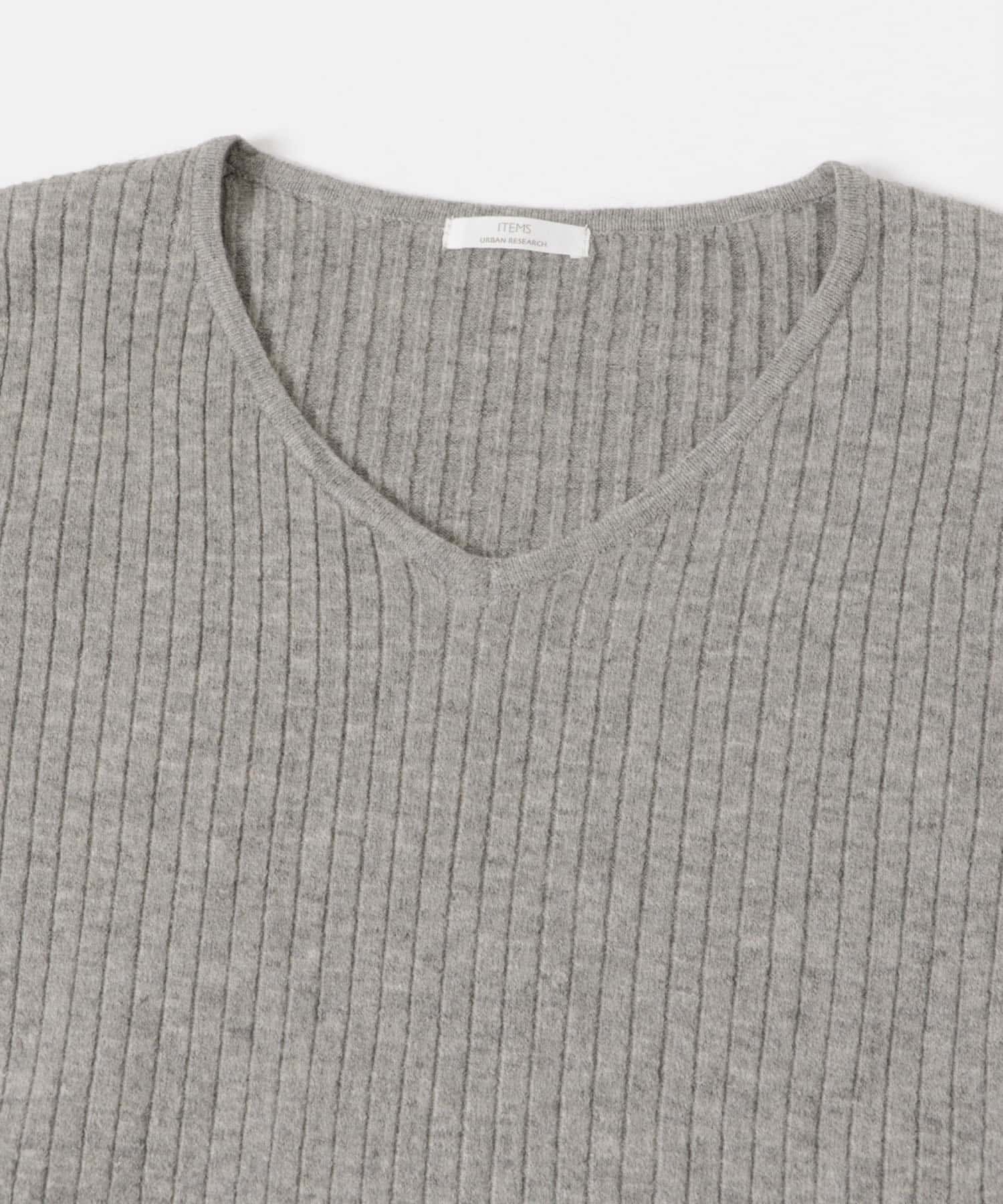 フワフワリブVネックニット GRY FREE