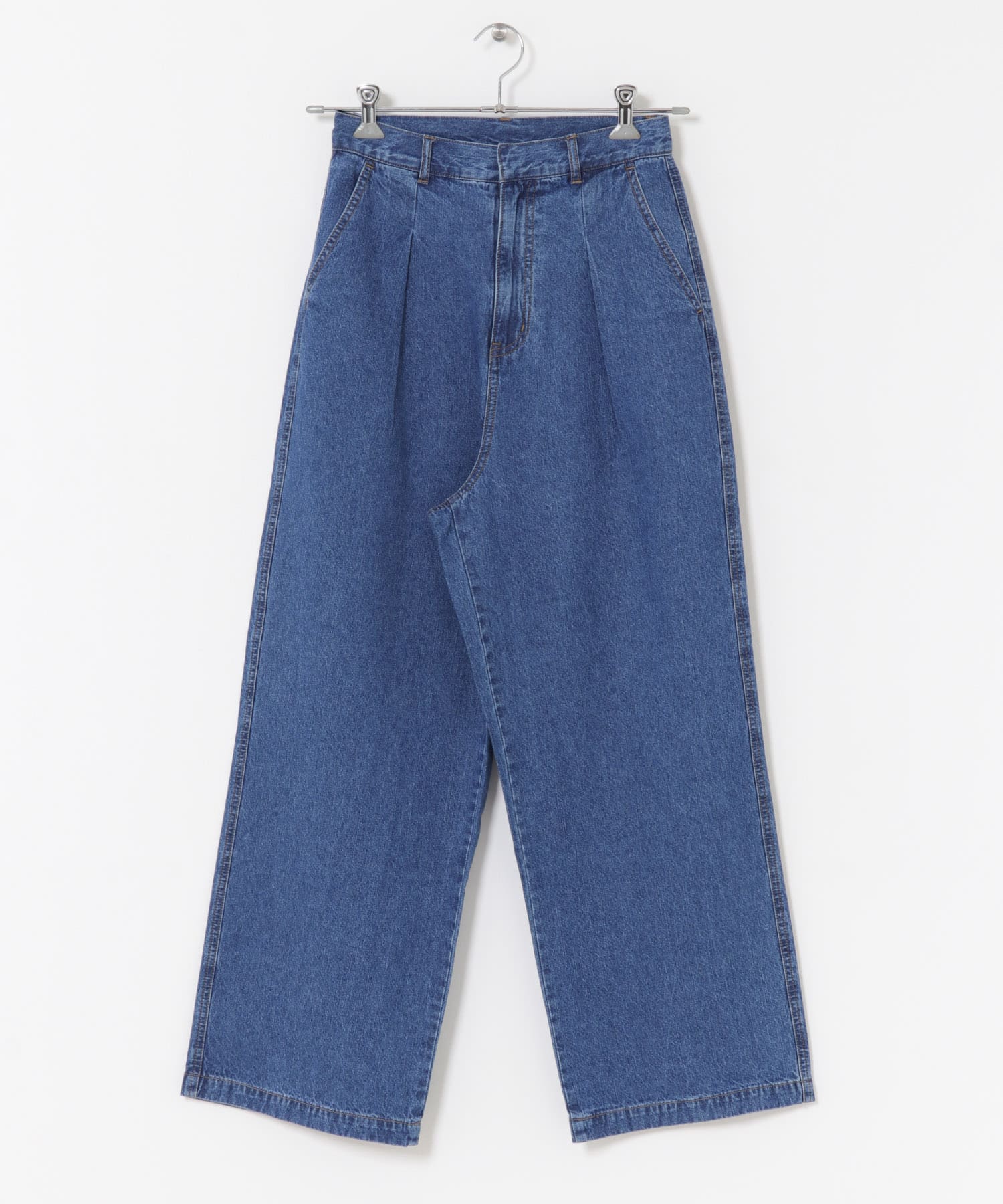 ウエストタックデニムパンツ BLU S