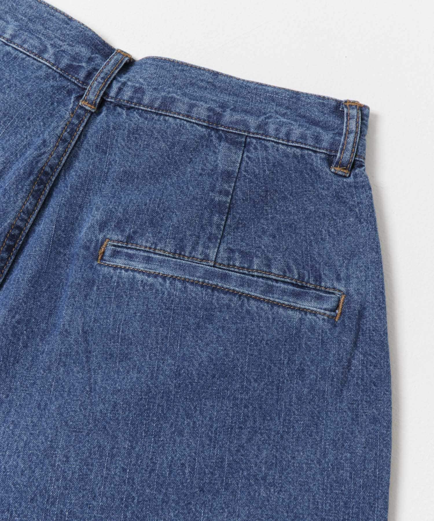 ウエストタックデニムパンツ BLU S