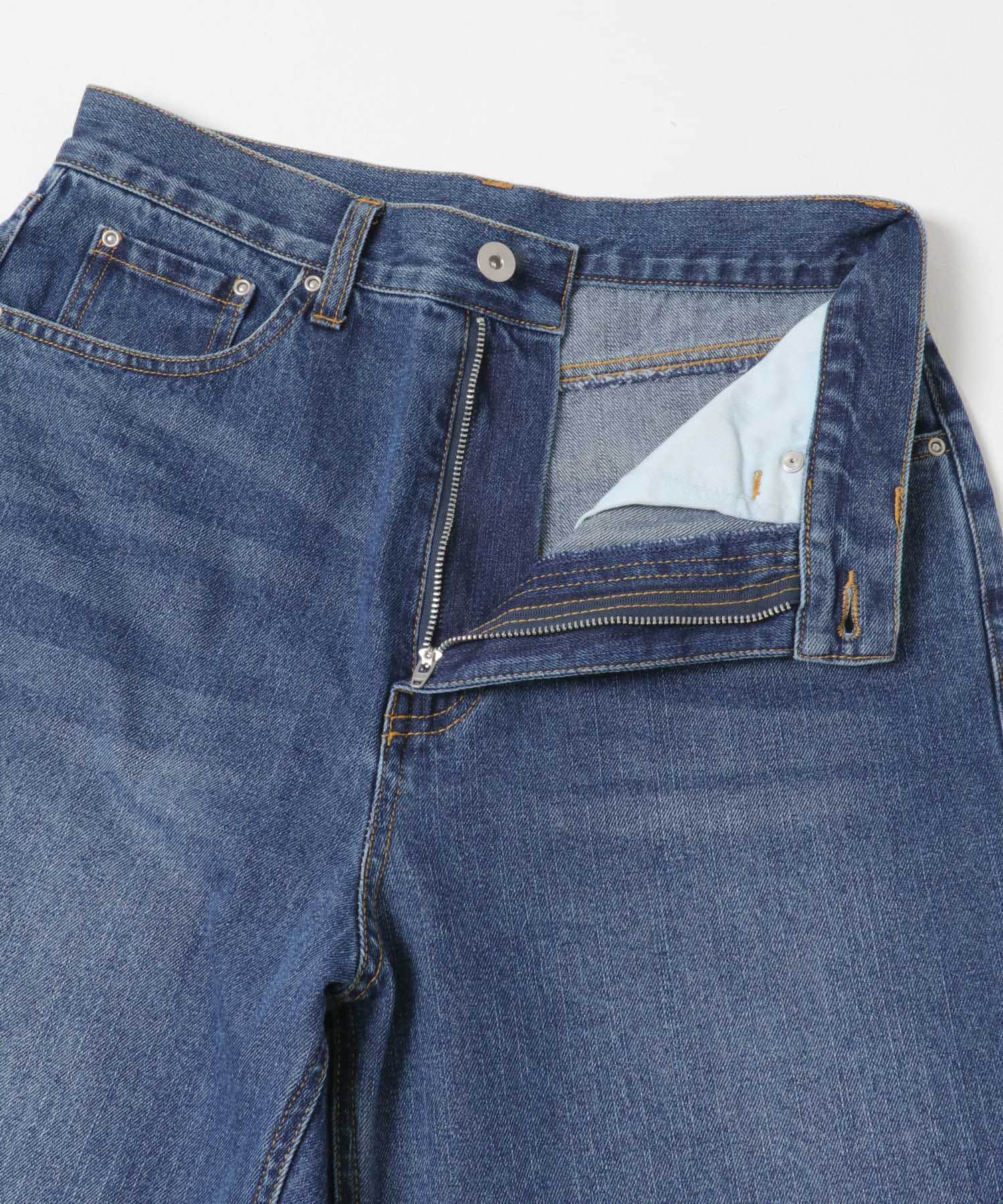 デニムストレートパンツ BLU S