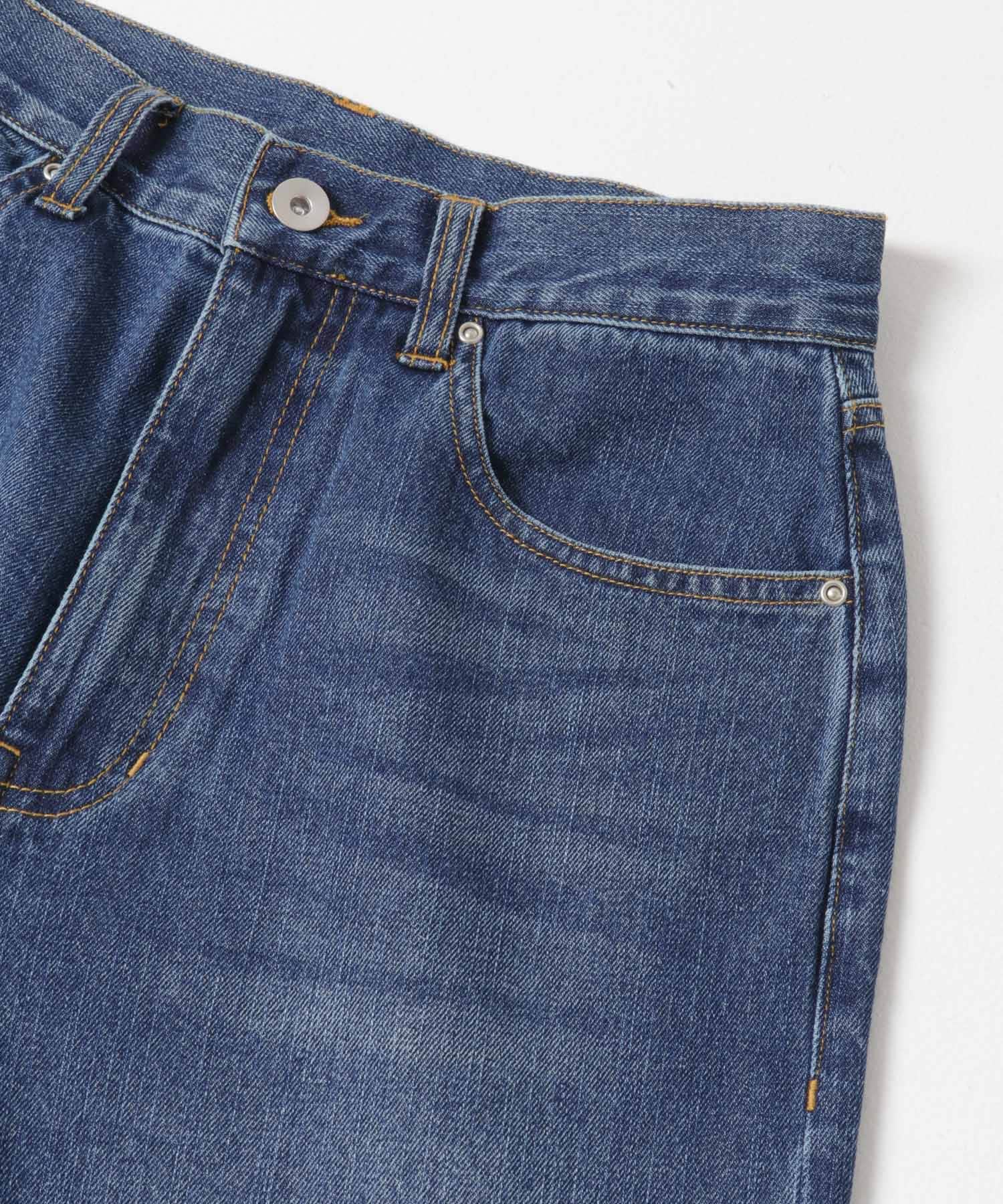 デニムストレートパンツ BLU S