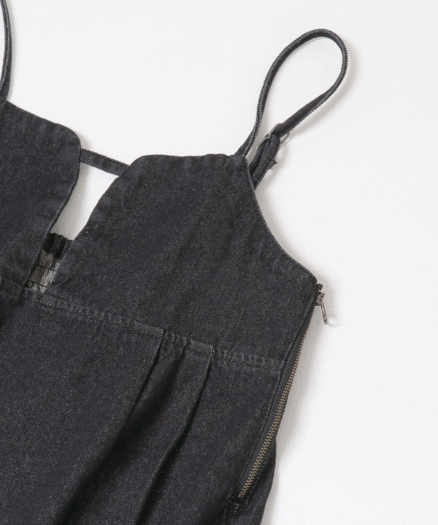 デニムキャミワンピース BLK FREE