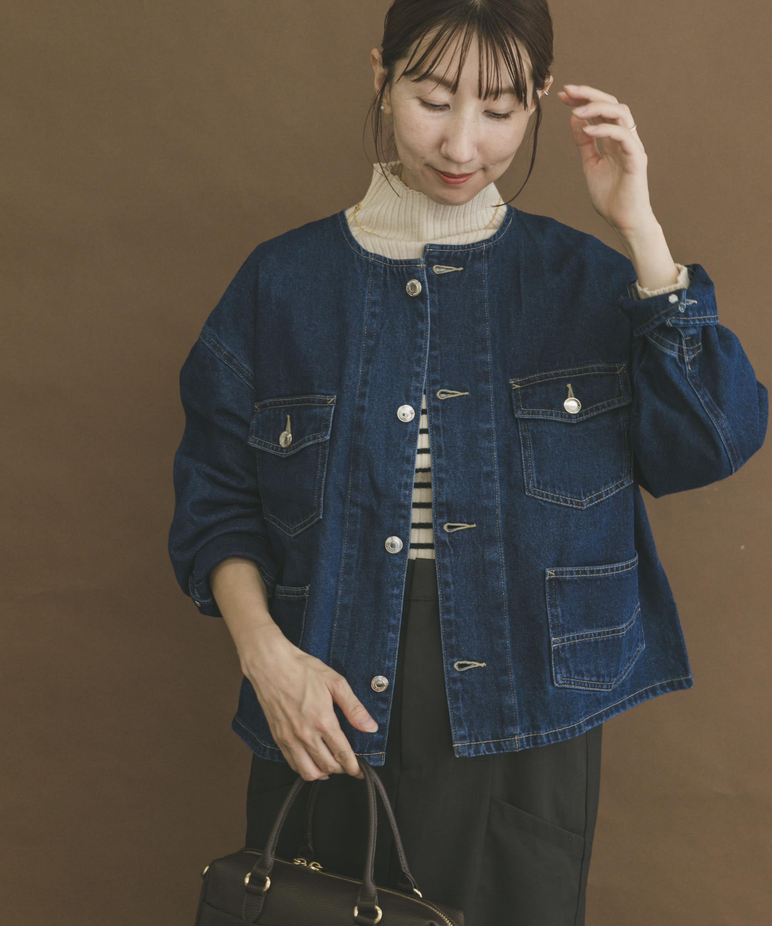 デニムノーカラージャケット