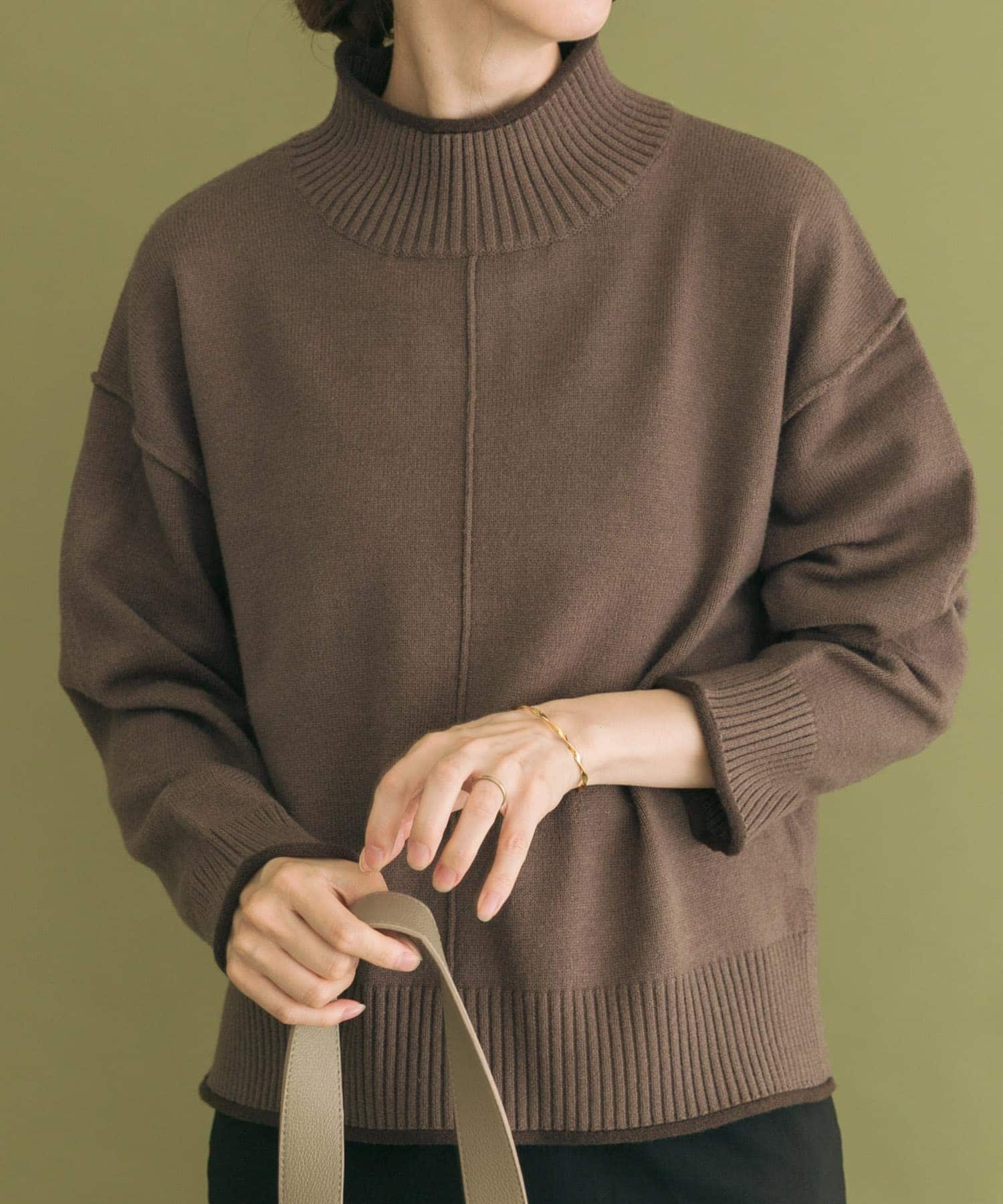 『洗濯可/静電気防止』ハイショクハイネックニット