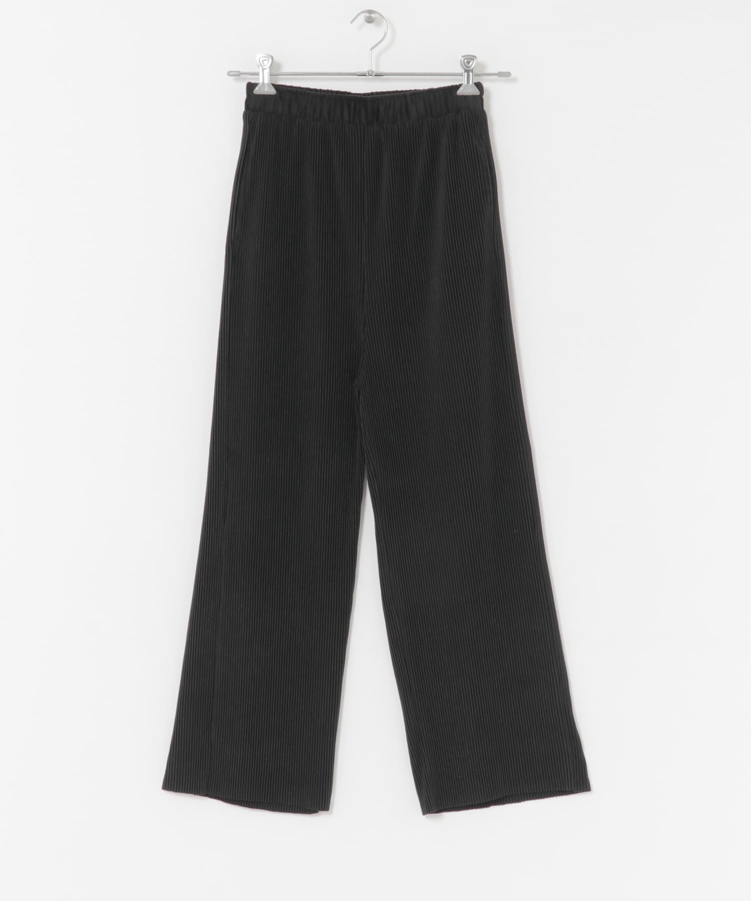 プリーツシャーリングパンツ BLK FREE