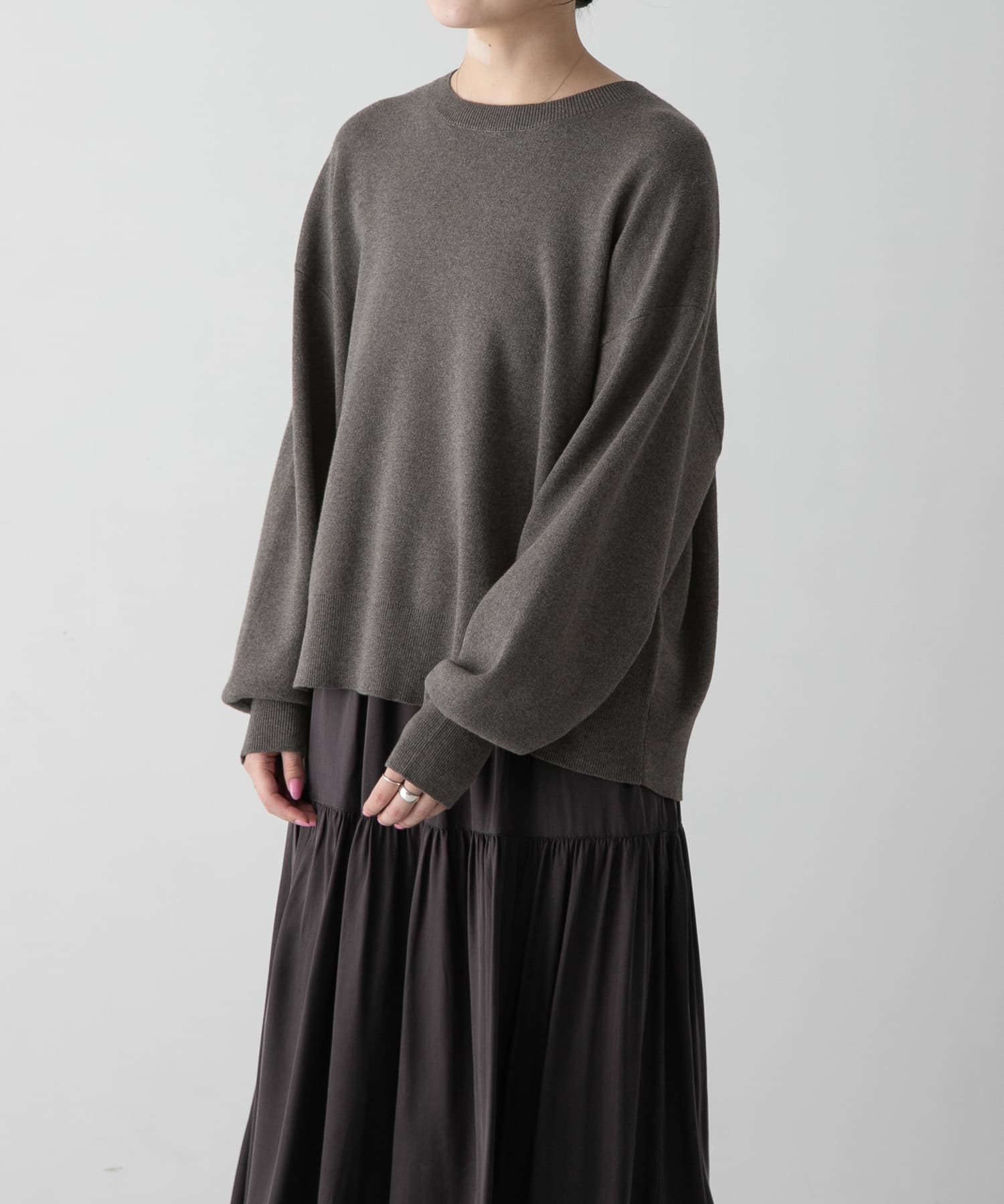 『ユニセックス』コットンカシミヤスムースニットプルオーバー