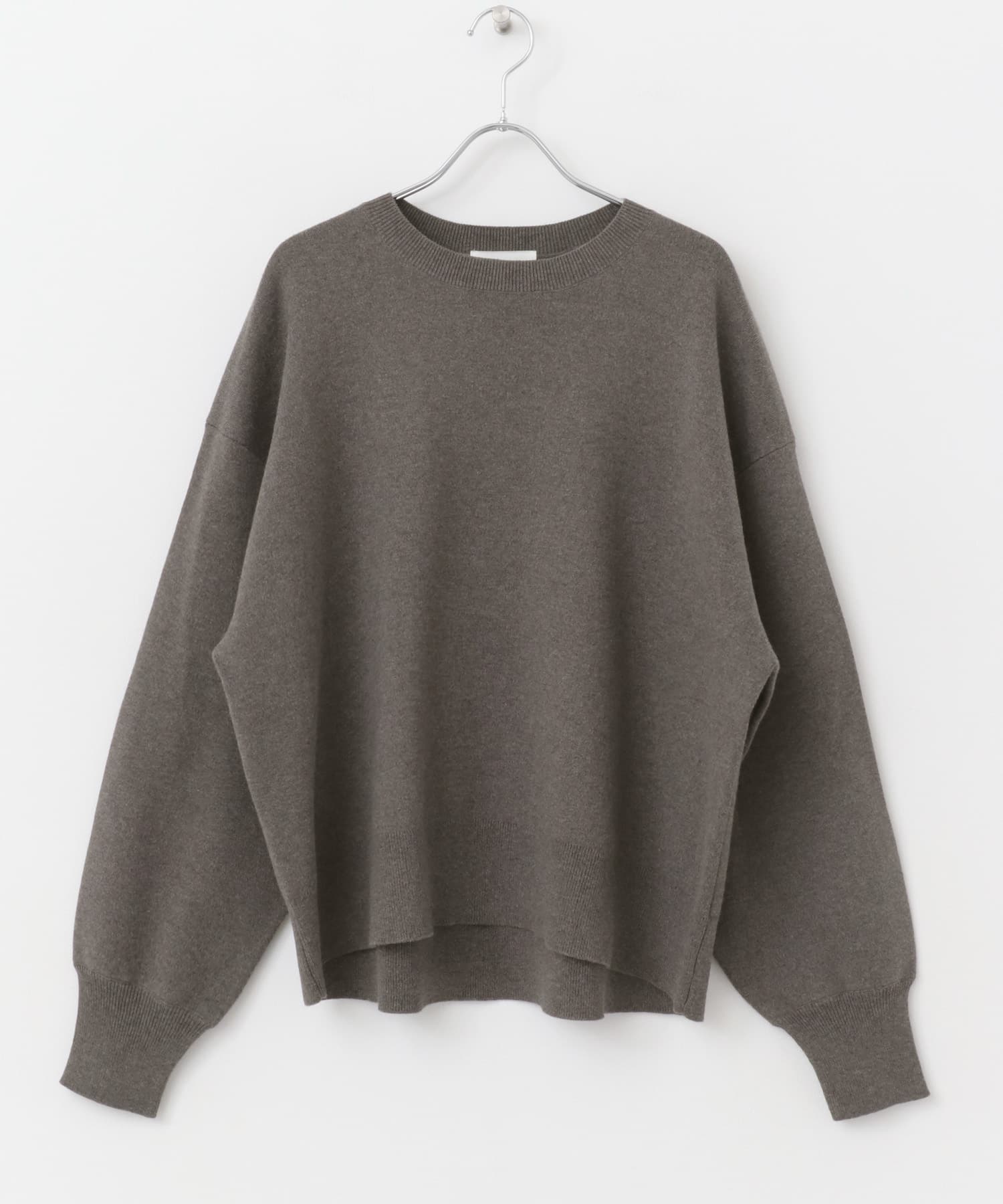 『ユニセックス』コットンカシミヤスムースニットプルオーバー GRAY 1