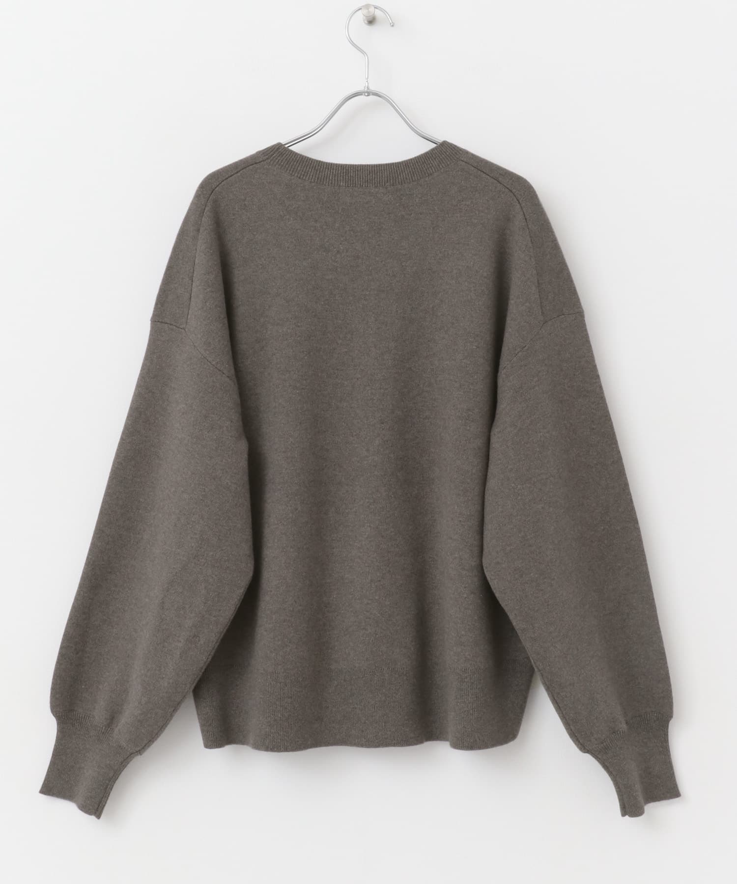 『ユニセックス』コットンカシミヤスムースニットプルオーバー GRAY 1