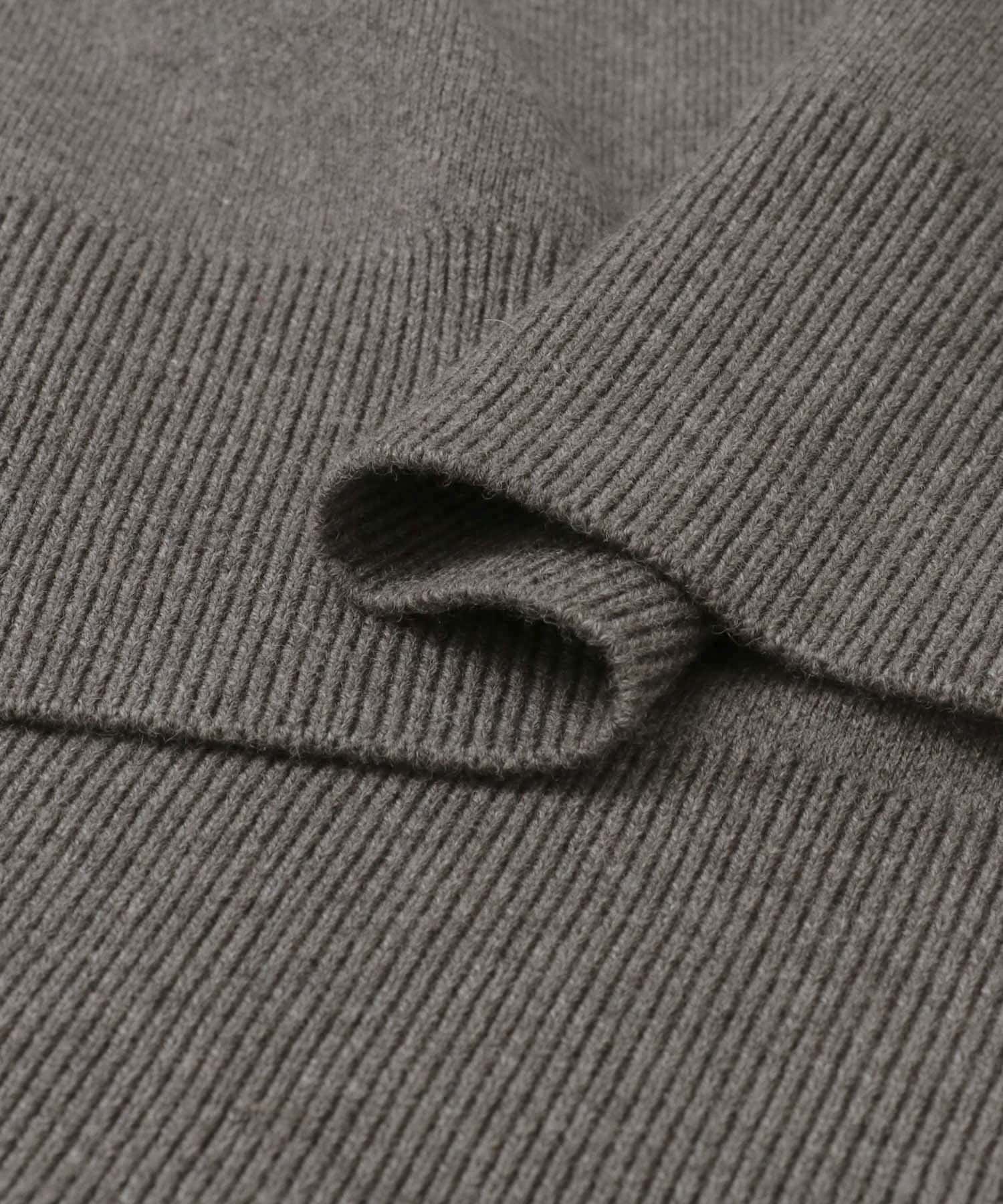 『ユニセックス』コットンカシミヤスムースニットプルオーバー GRAY 1