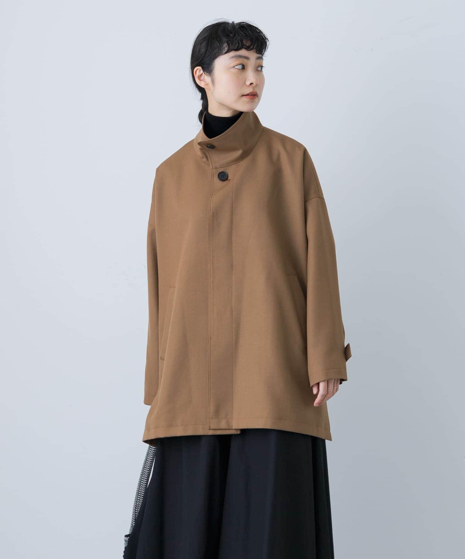 ウールスタンドカラーワイドコート