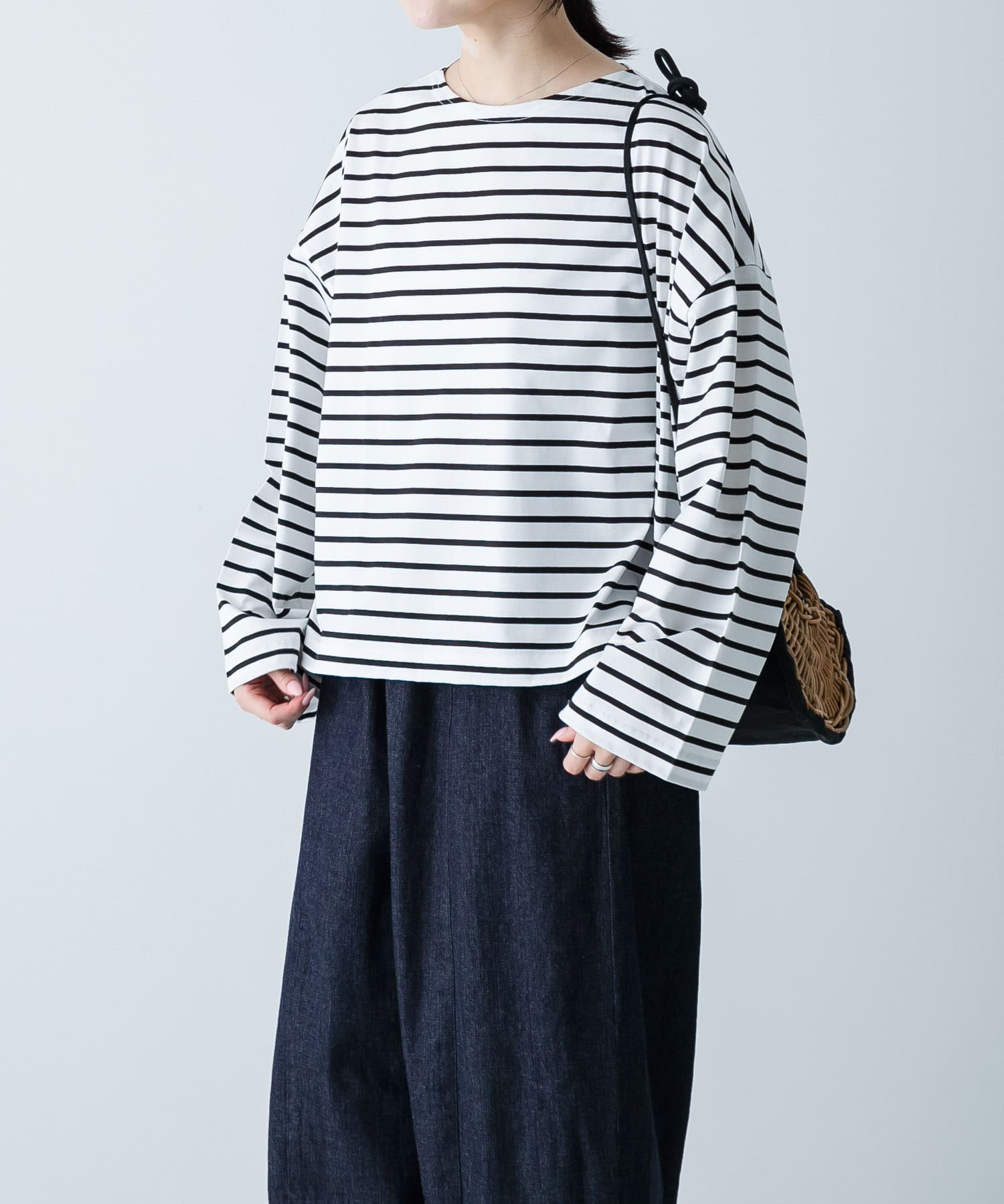 ボーダーボートネックプルオーバー