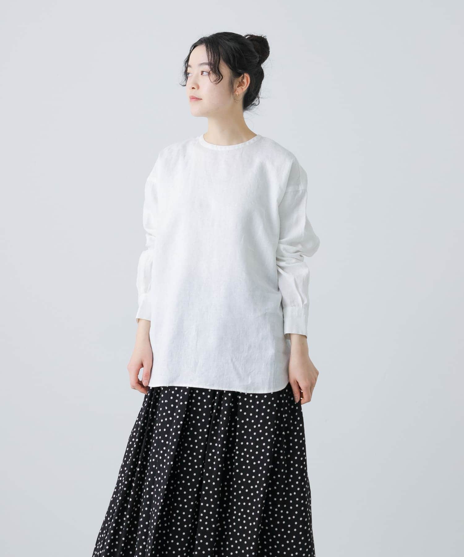 リネンクルーネックプルオーバー(FREE NATURAL): トップス