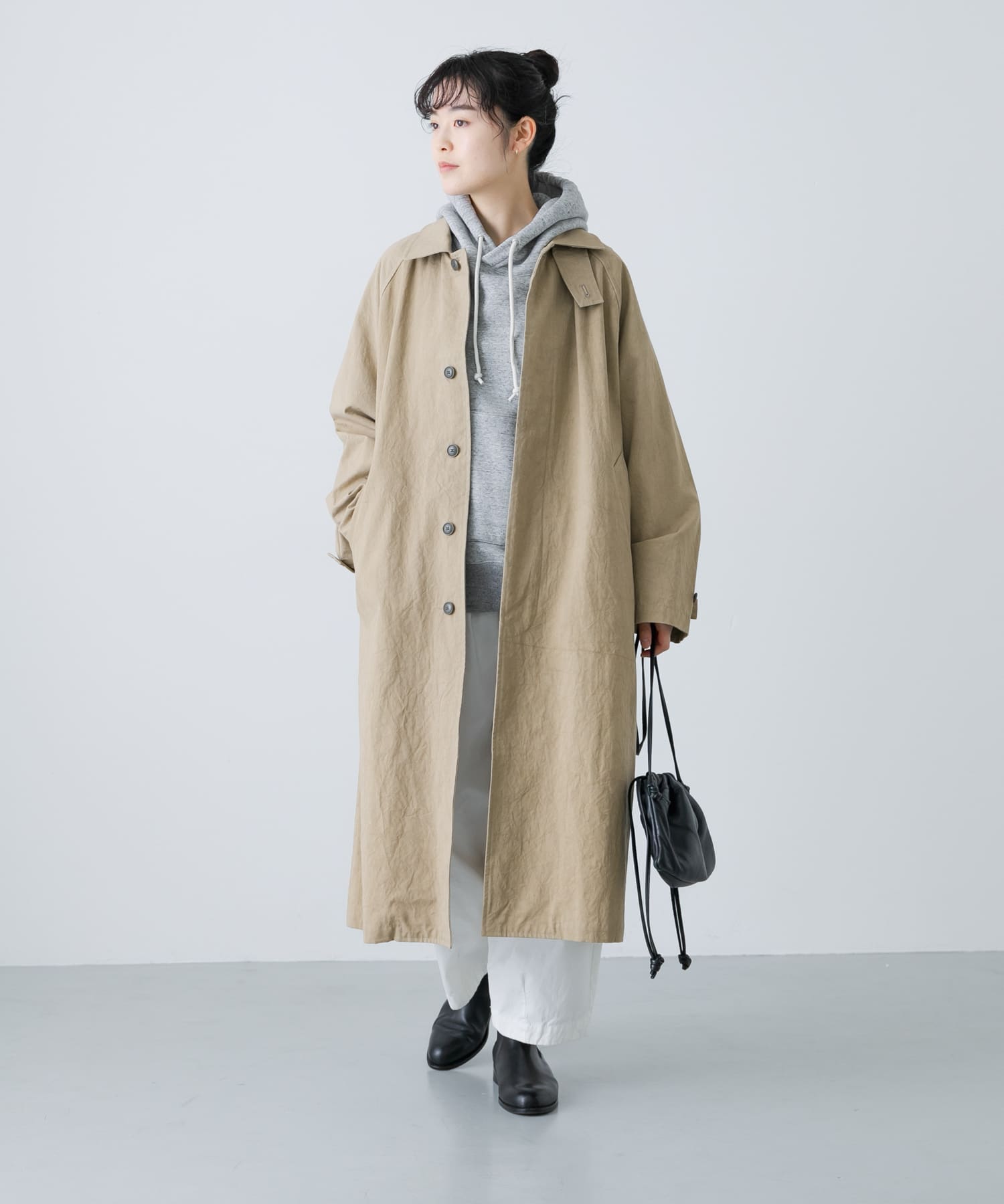 『ユニセックス』コットンステンカラーコート