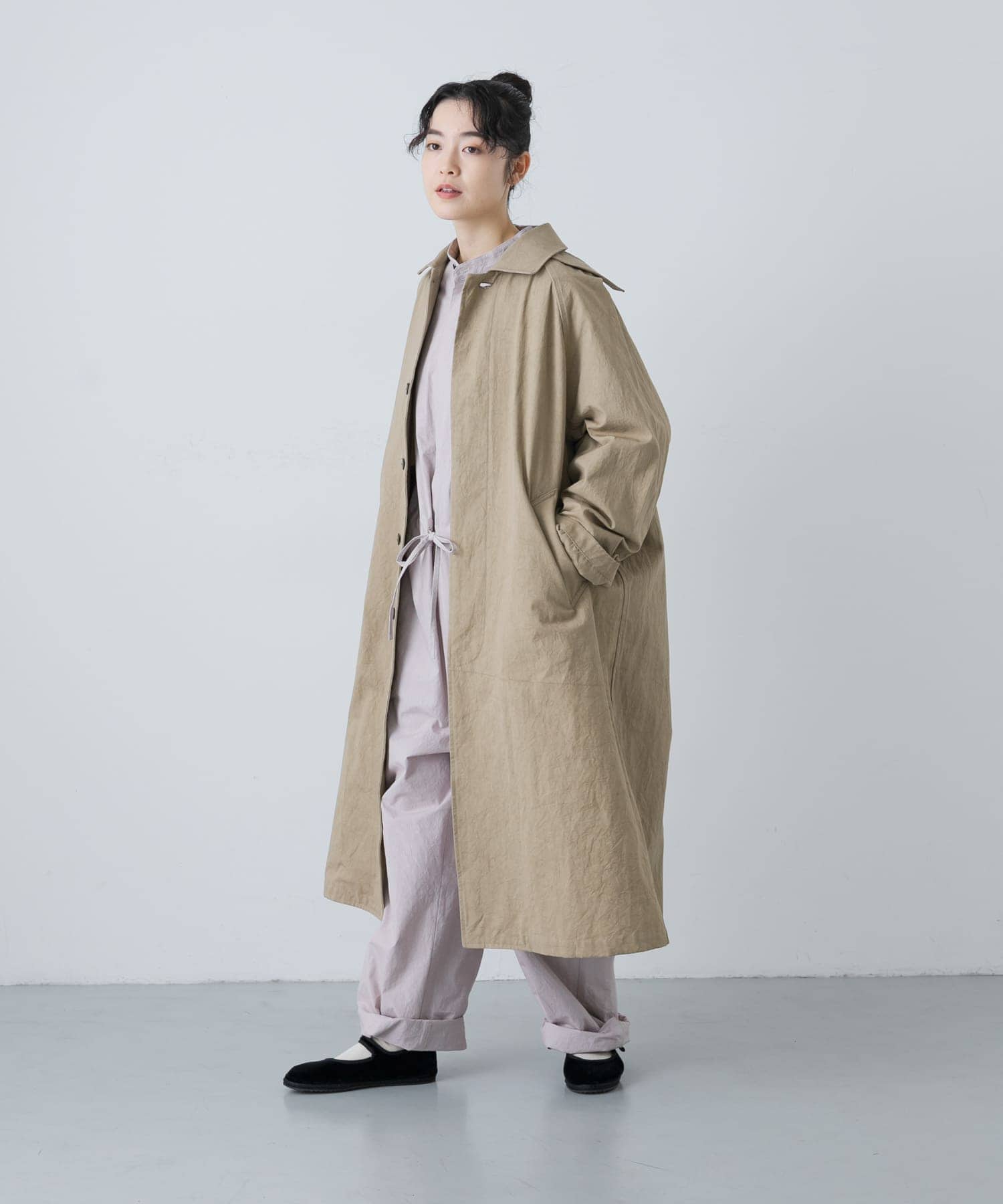 新品タグ付◆ サイズ① かぐれ コットンステンカラーコート　ベージュ カグレ かぐれ コットンステンカラーコート （BEIGE