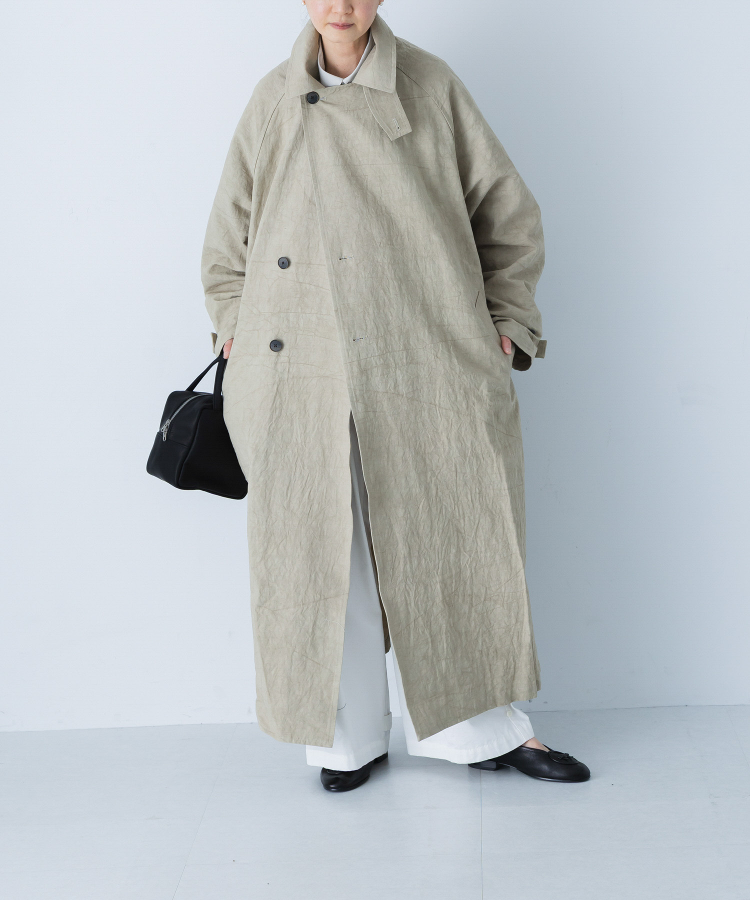 『ユニセックス』コットンリネンオーバートレンチコート