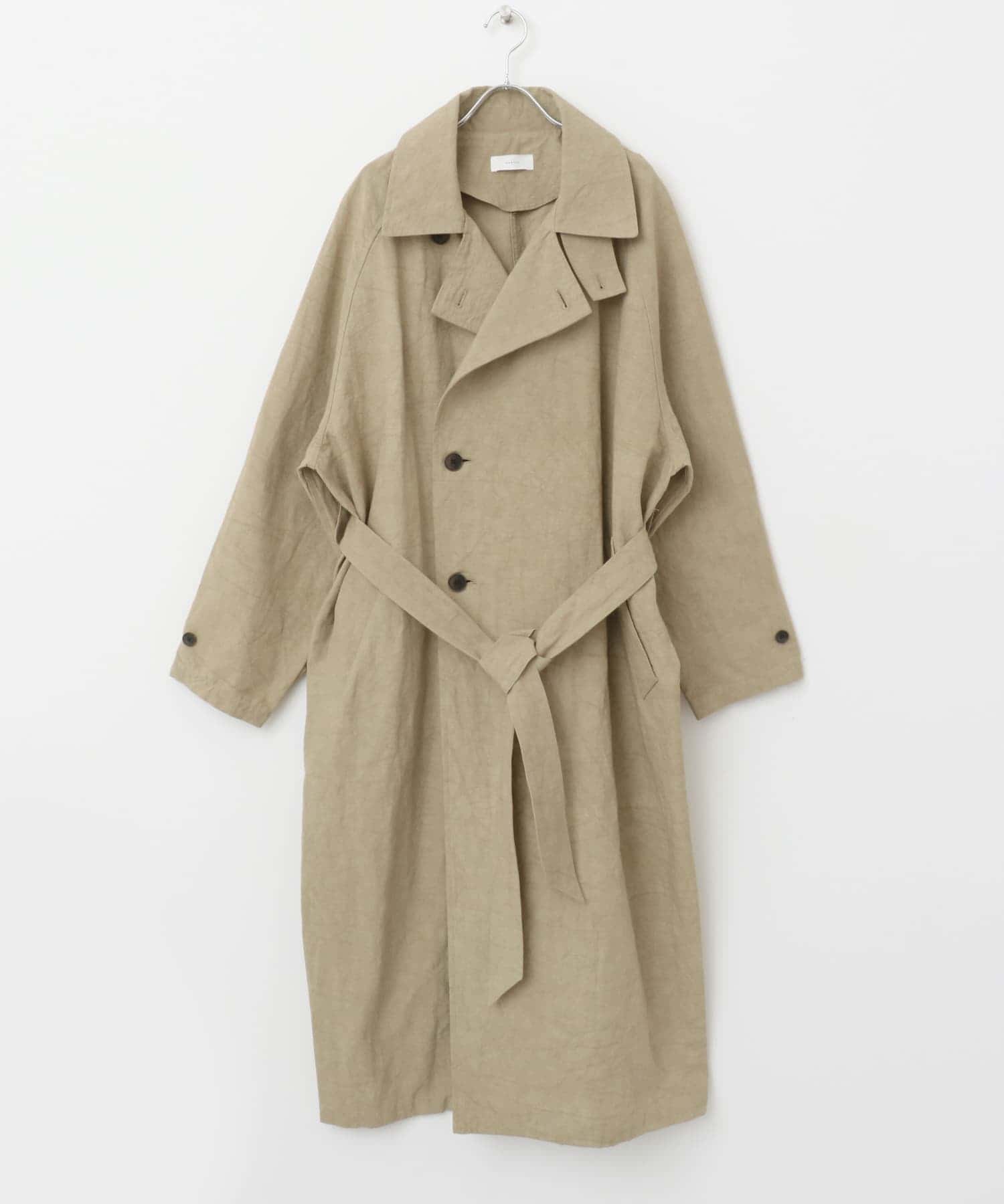 『ユニセックス』コットンリネンオーバートレンチコート BEIGE 1