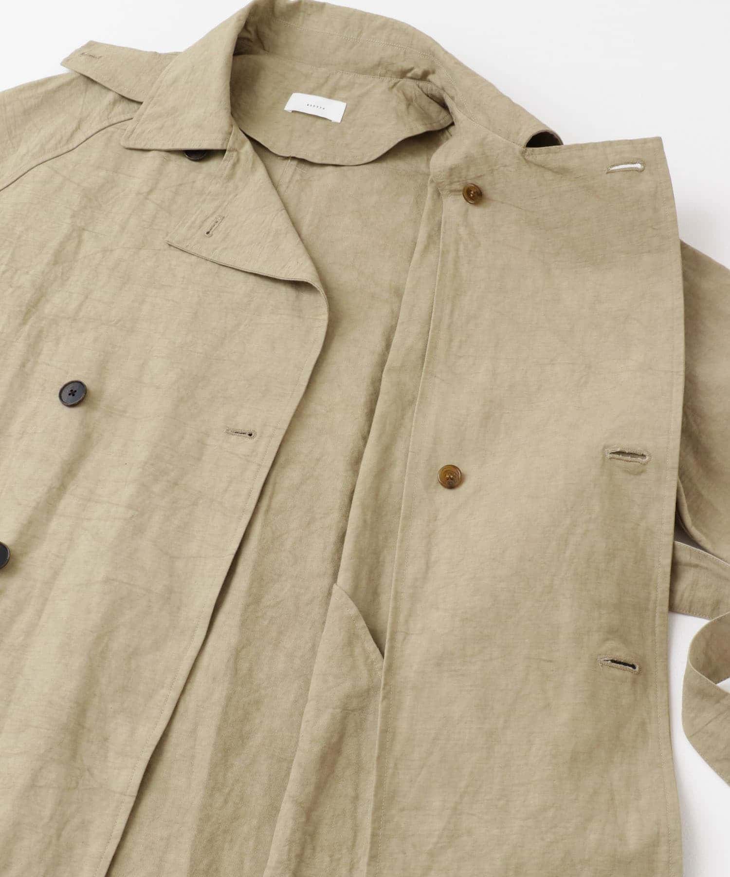 『ユニセックス』コットンリネンオーバートレンチコート BEIGE 1