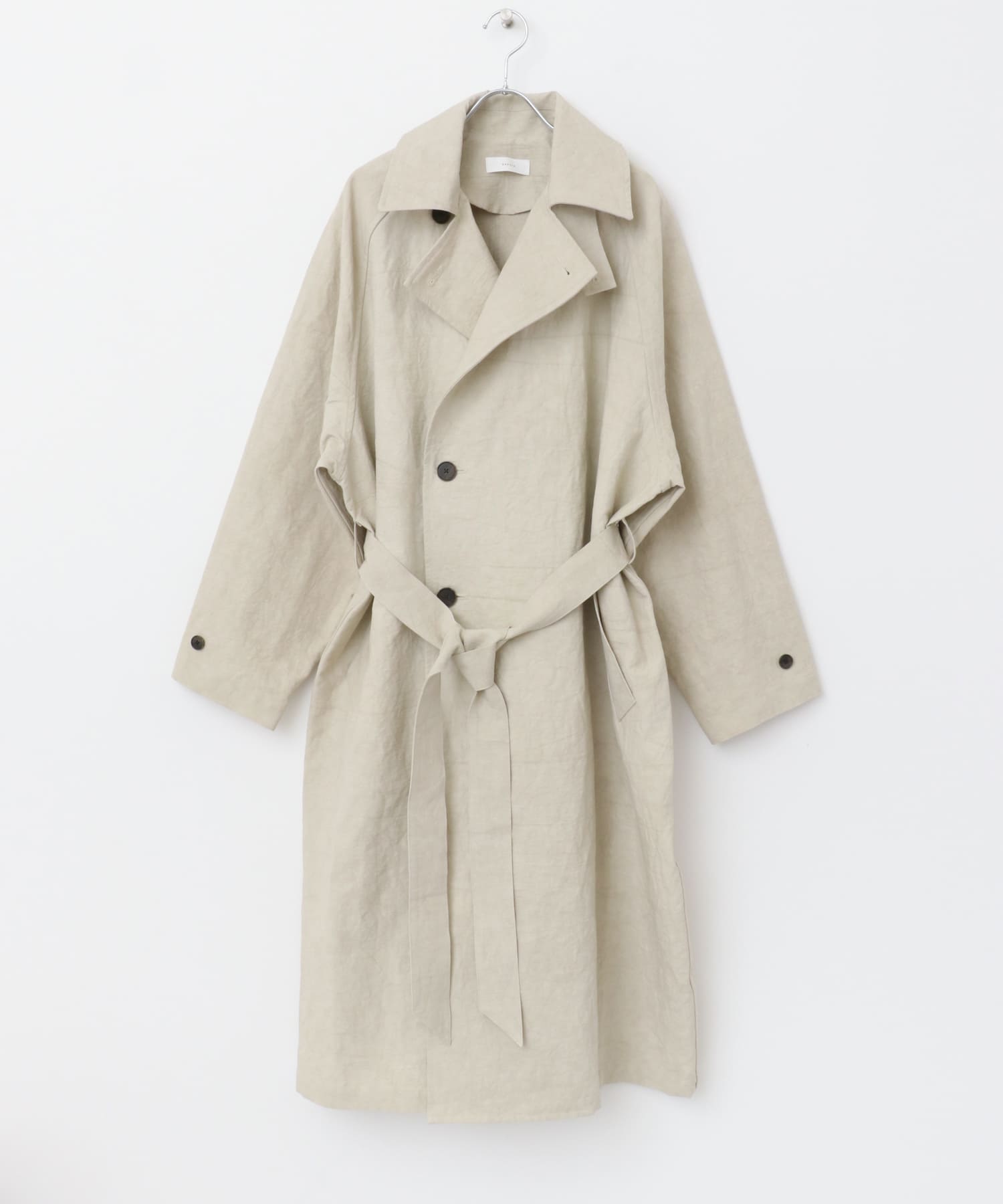 『ユニセックス』コットンリネンオーバートレンチコート L/BEIGE 1