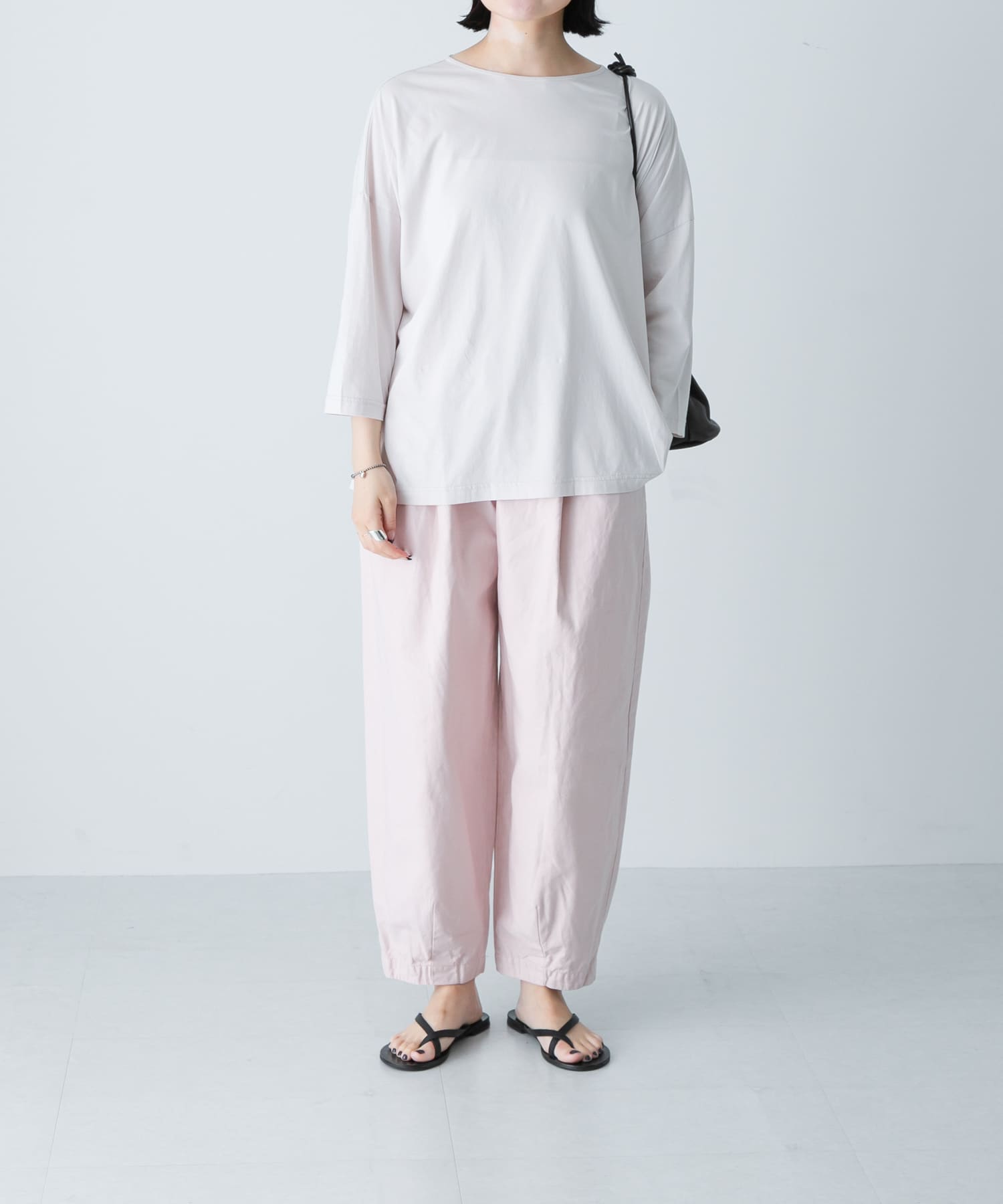ボートネック7分袖ワイドカットソー PINK FREE