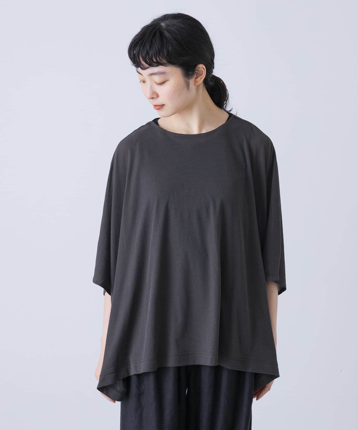 【新品・タグ付き】かぐれ　コットンシアーワイドカットソー　BLACK コットンシアーワイドカットソー(FREE OFF): トップス｜URBAN RESEARCH