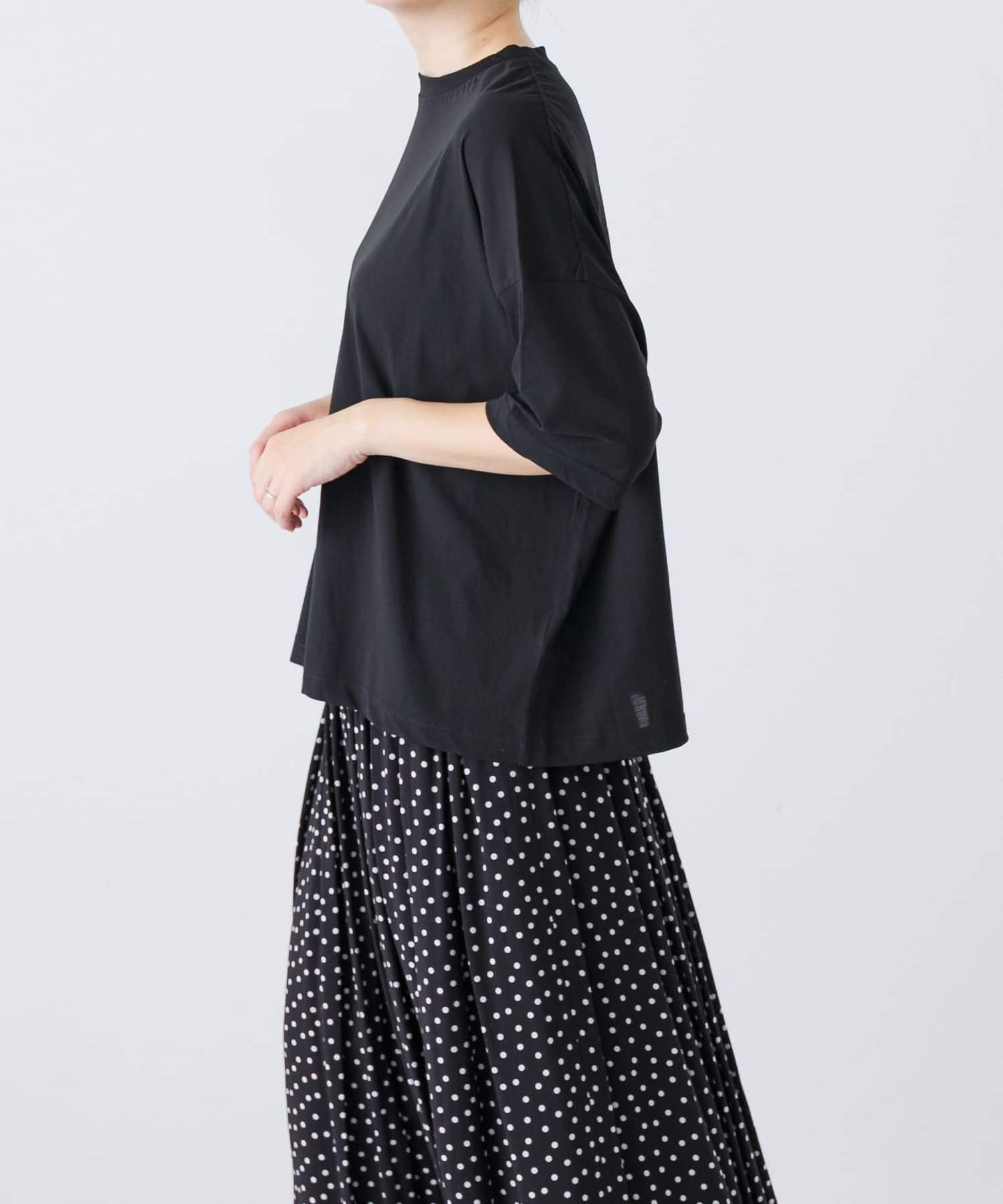 ハイツイストコットン半袖Tシャツ BLACK FREE