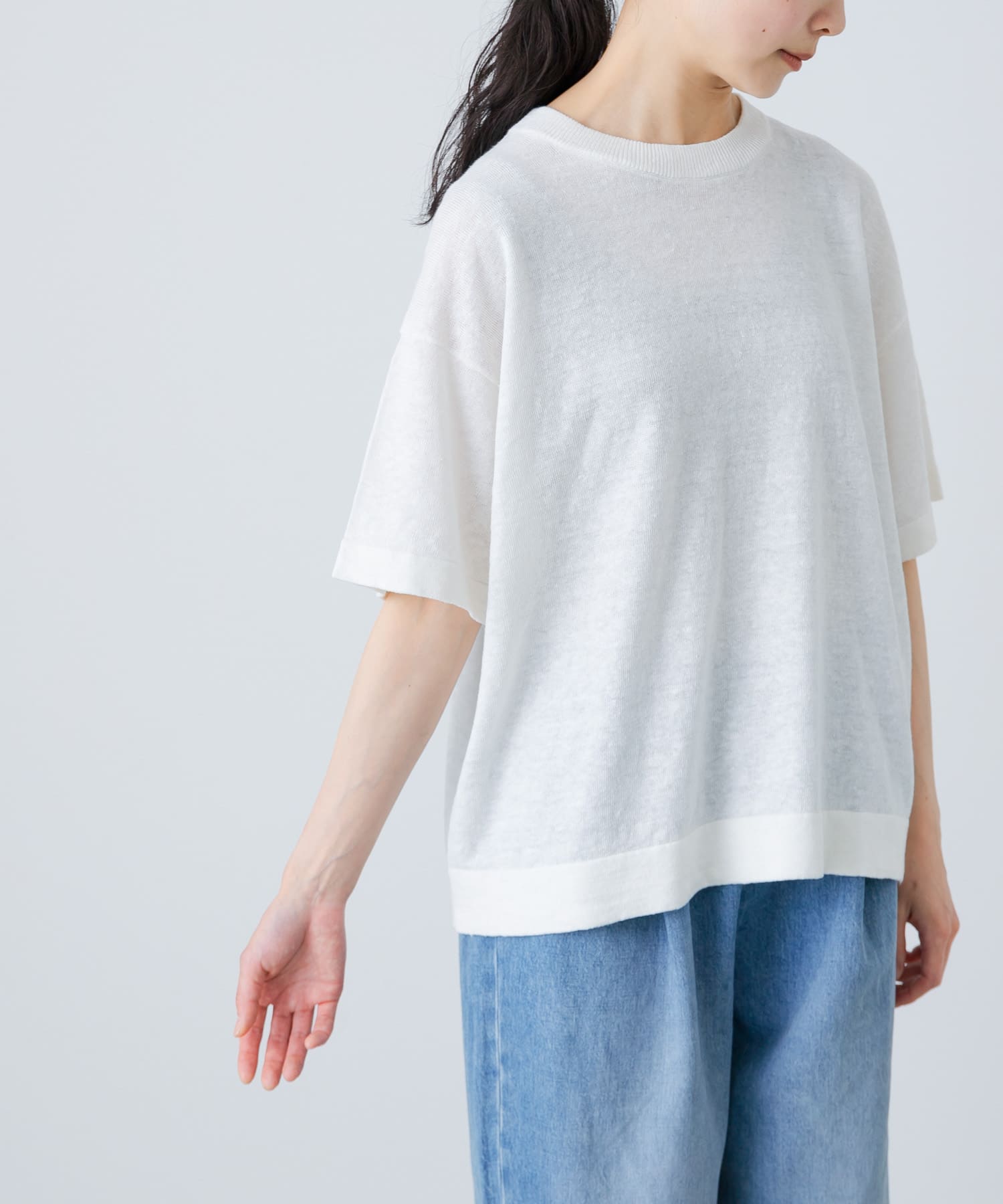リネン半袖クルーネックニット(FREE NATURAL): トップス｜URBAN