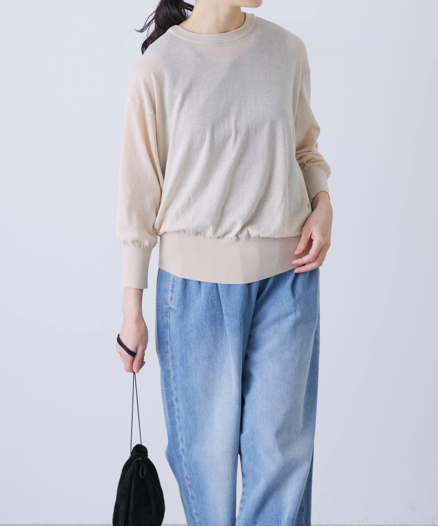 コットンエアリー7分袖プルオーバー