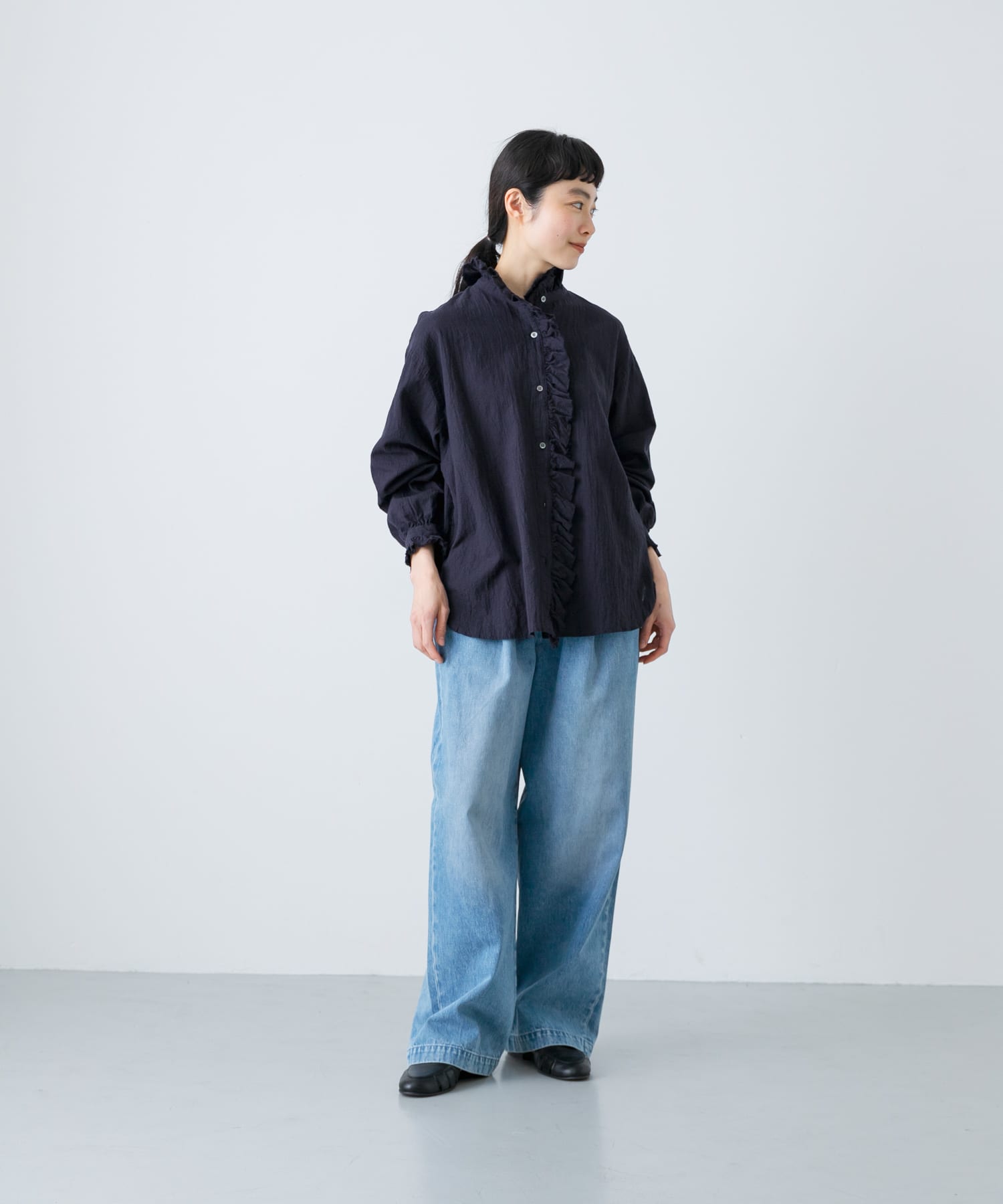 gasa*ガサ　フリルカラーブラウス　コットンリネン 支度する フリルカラーブラウス – GASA＊online store