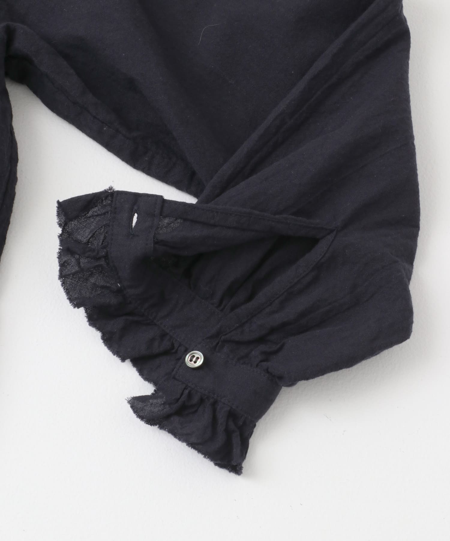 コットンリネンフリルカラーシャツ NAVY FREE