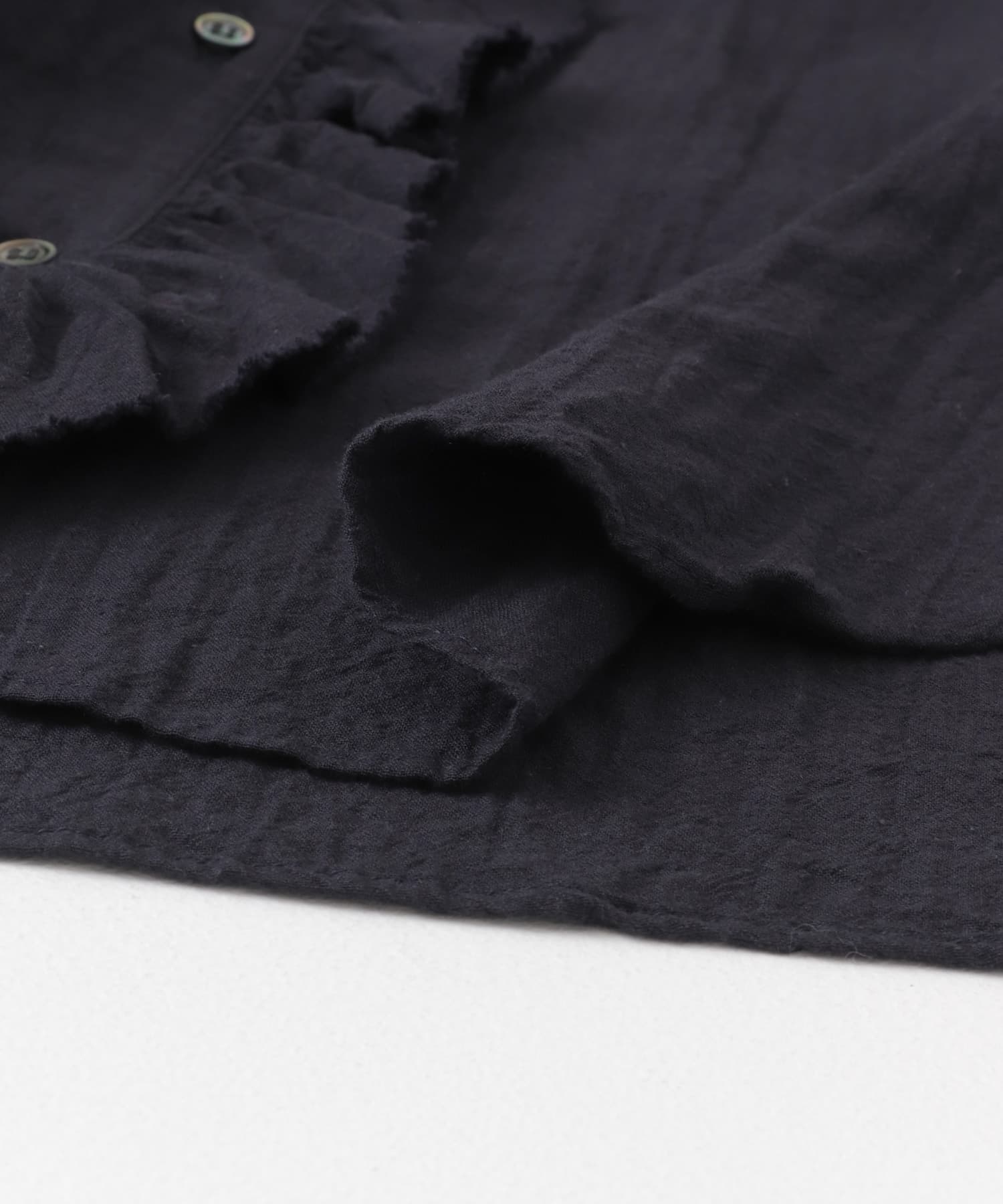 コットンリネンフリルカラーシャツ NAVY FREE