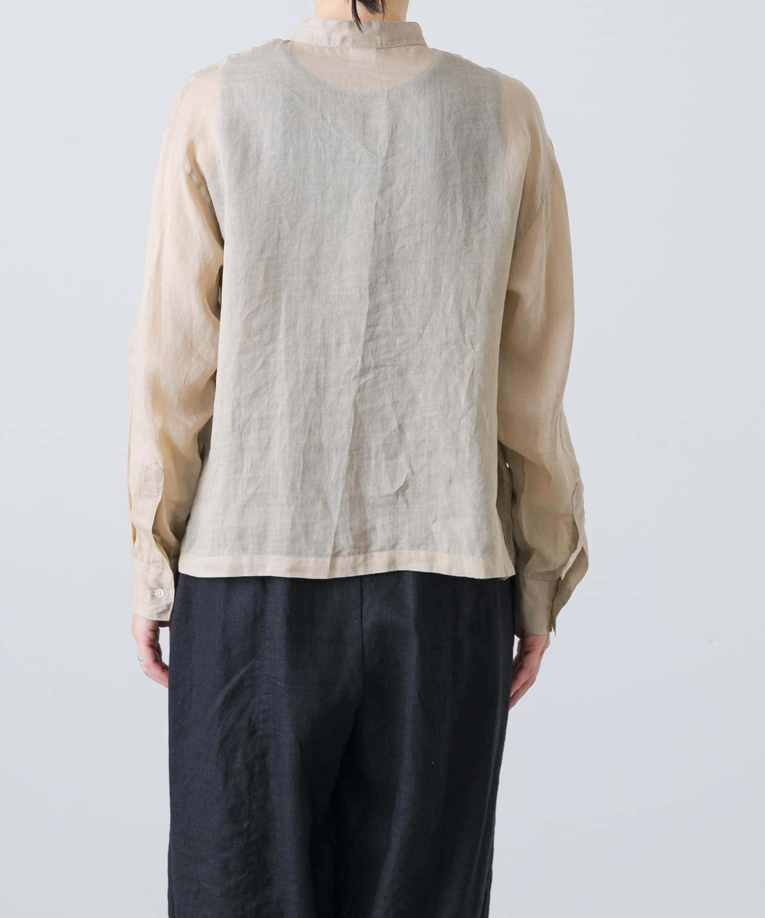 ラミースタンドカラーショートシャツ(FREE BEIGE): トップス｜URBAN