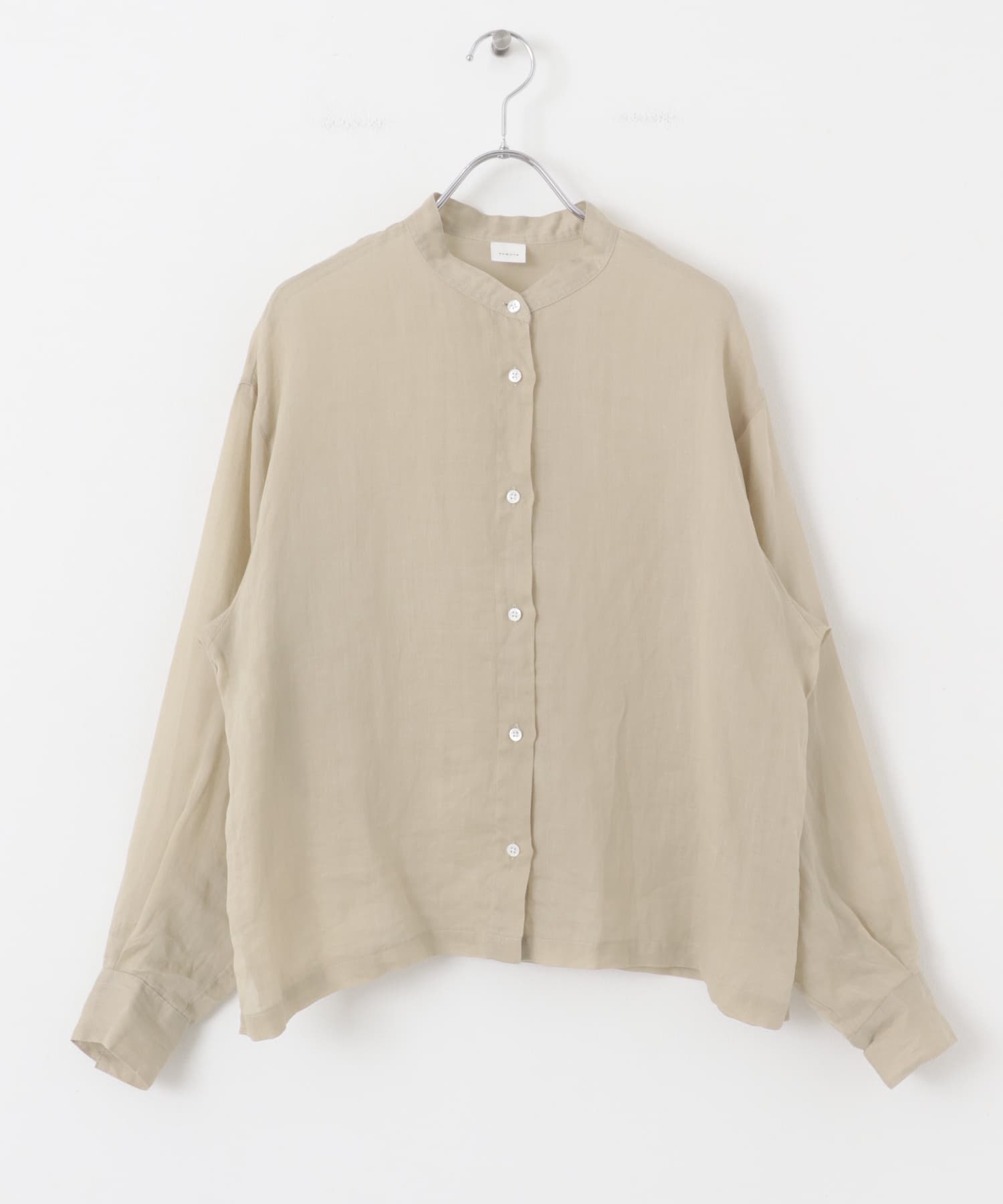 ラミースタンドカラーショートシャツ BEIGE FREE