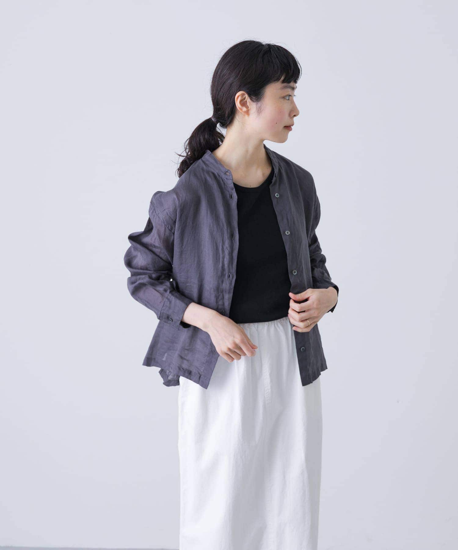 ラミースタンドカラーショートシャツ(FREE BEIGE): トップス｜URBAN