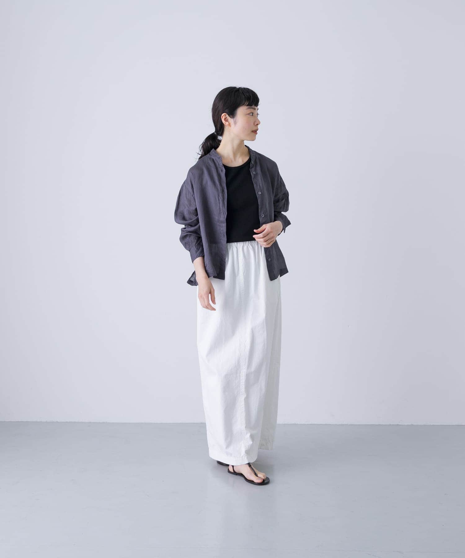 ラミースタンドカラーショートシャツ(FREE BEIGE): トップス｜URBAN