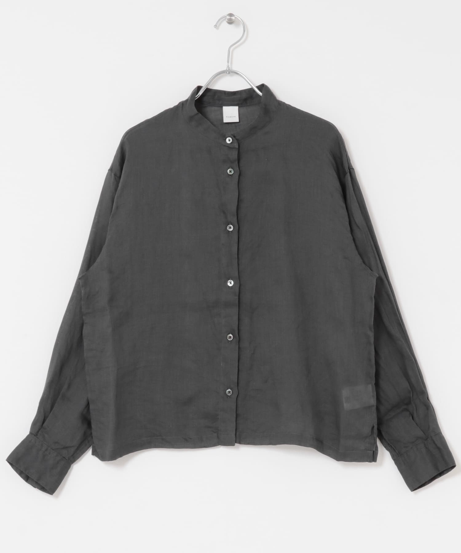 ラミースタンドカラーショートシャツ INK BLACK FREE