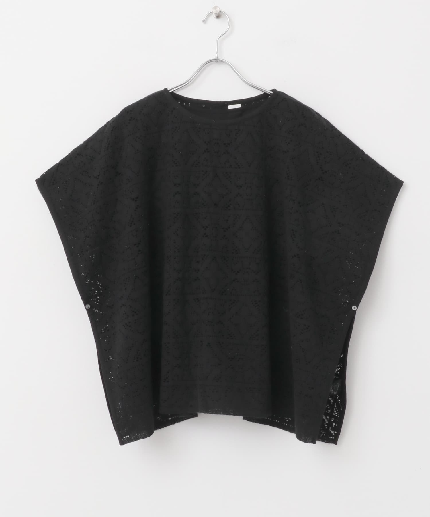 コットンレースポンチョプルオーバー BLACK FREE